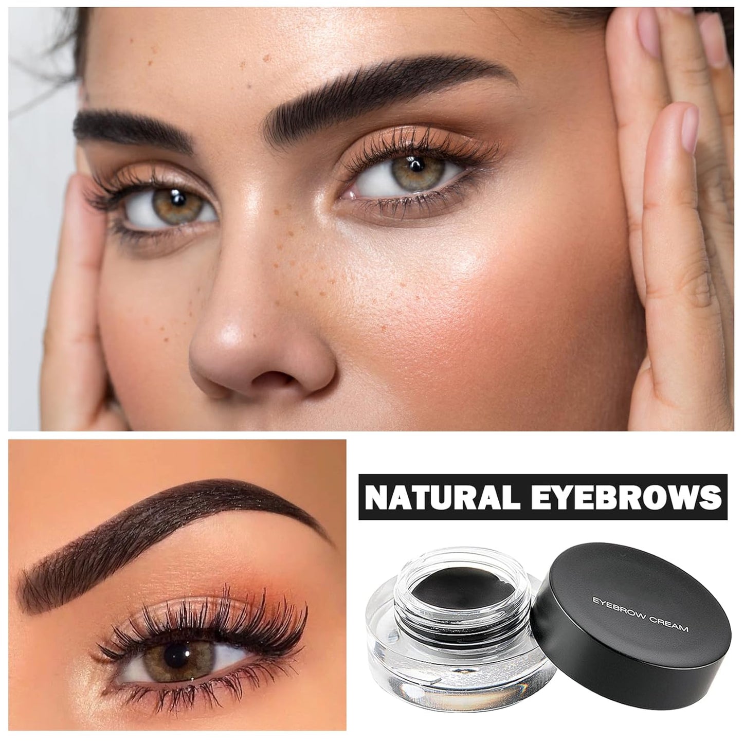 Eyebrow Pomade Cream,Brow Pomade Gel Naturally Long Lasting Waterproof,Delicate and Smooth Eye Brow Makeup Cosmetics with Eyebrow Brush - Black