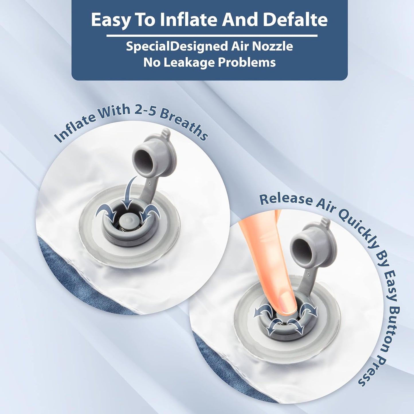 Inflatable Travel Neck Pillow: Extra-Soft, Cushion. For Airplanes, Trains, Cars, Portable Travel Accessory-With Carrying Pouch For cell phone and Passport Etc. (Blue)