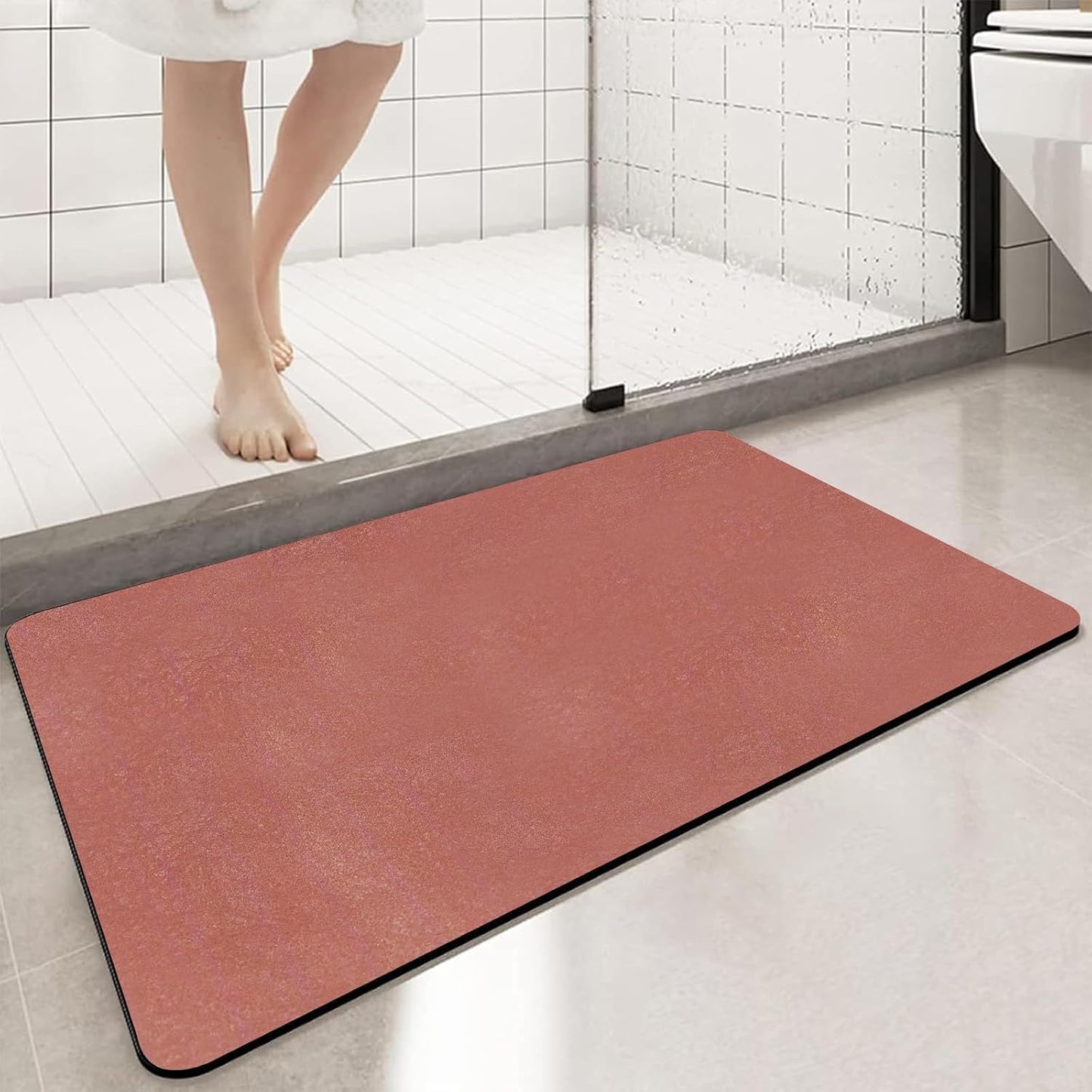 Diatomaceous Earth Bath mat Bathroom Rugs Super Absorbent Quick Dry Non Slip Bath Mat Thin Bathroom Floor Mats Fit Under Door-Shower Rug for in Front of Bathtub Shower, Brown, 19.6"x31.5"