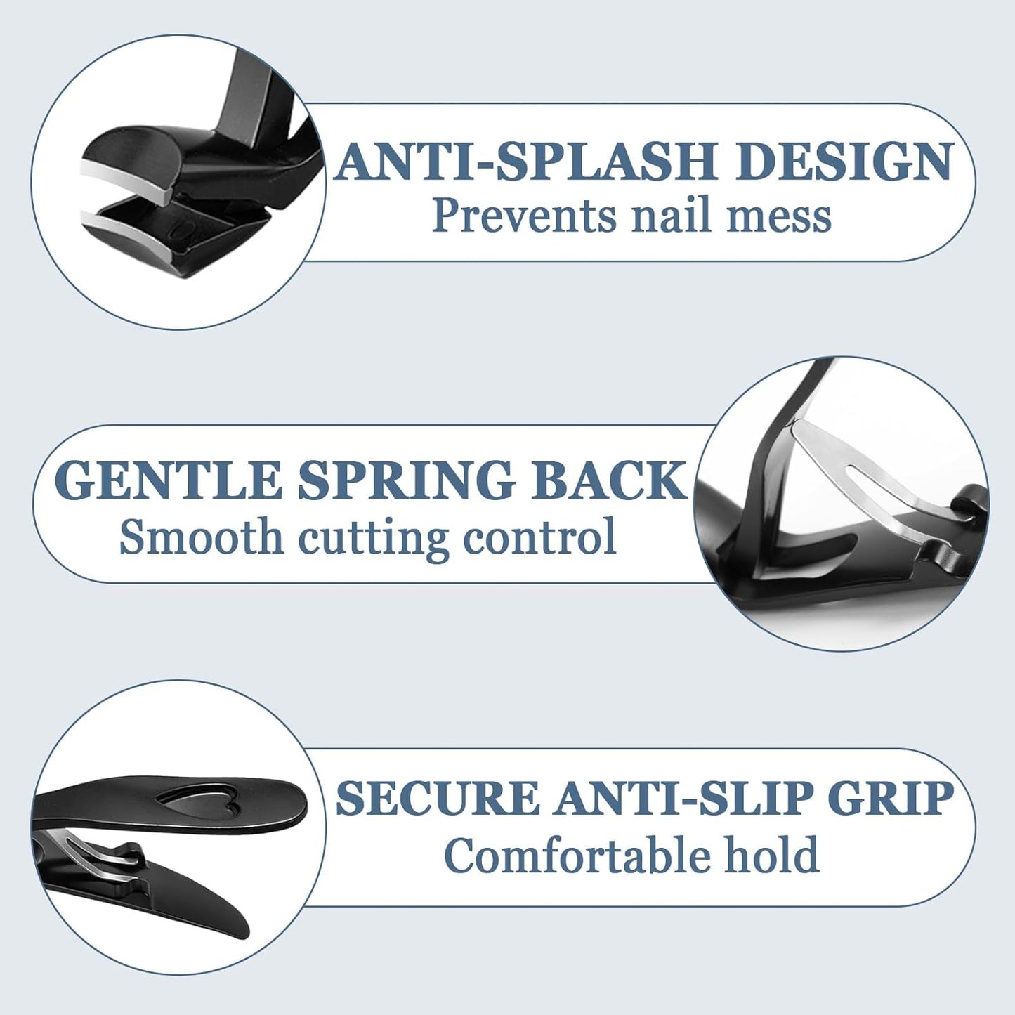 Toe Nail Clippers for Seniors, Toenail Clippers for Thick Toenails, Fingernail Clippers for Men, Nail Trimmer, Professional Nail Clippers, Ergonomic Angled Head Senior Toenail Clipper (Black)