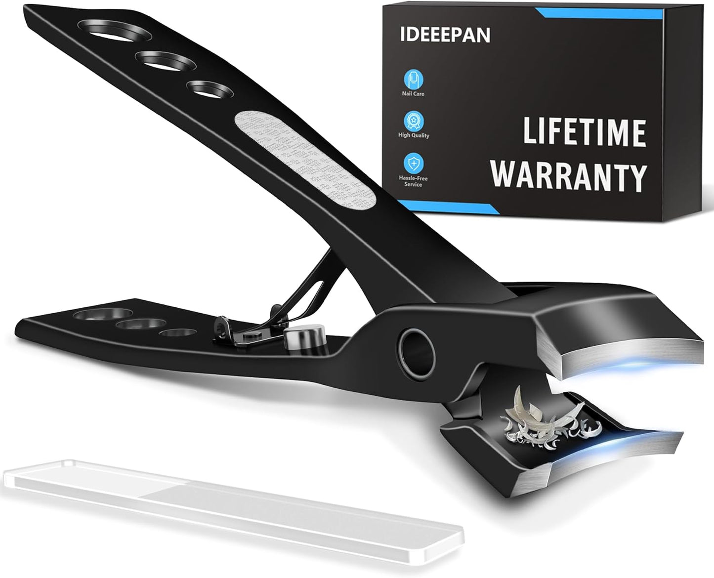 Toenail Clippers for Thick Nails & Ingrown Nails, Slanted Curved Nail Clipper with Catcher, Heavy Duty Large 20MM Wide Jaw Opening Toe Nail Clipper for Seniors, Men (Black)