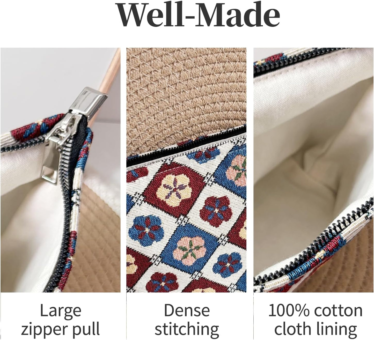 Vintage Floral Cosmetic Bag for Women, Makeup Pouch for Purse, Elegant Toiletry Organizer for Mature Ladies & Moms, Classic Pattern, Small Travel Zipper Bag