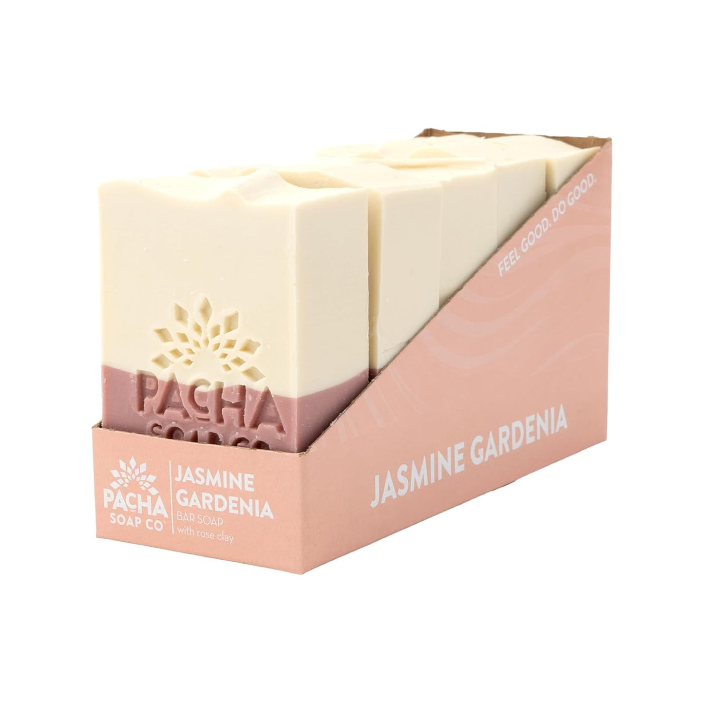 Pacha Soap Co. Bar Soap - Premium, Handcrafted, Hydrating, Natural Face Wash, Hand Cleanser, Body Wash, Soothing Essential Oils (Jasmine Gardenia, 5-Pack, 4 oz ea)