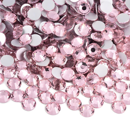 Flatback Rhinestones Round Gems for Nails Art and Crafts 2000Pcs SS16 4mm Glitter Crystals Stone DIY Bags Clothes Shoes (Light Pink)