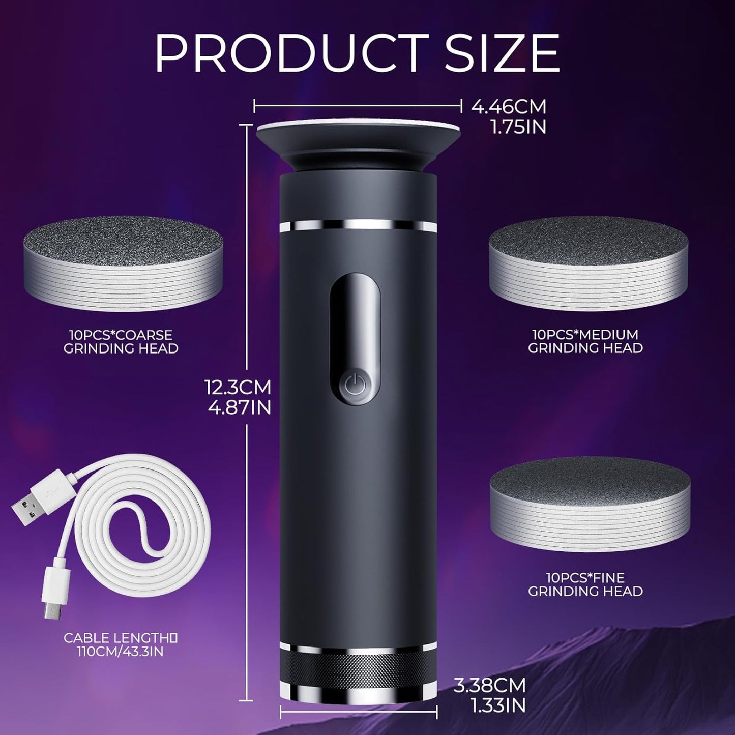 krofaue Rechargeable Electric Callus Remover for Feet - 2 Speed Electric Foot File with 30 Replaceable Sandpaper, Wireless Pedicure Tool for Dead Skin & Heel Callus