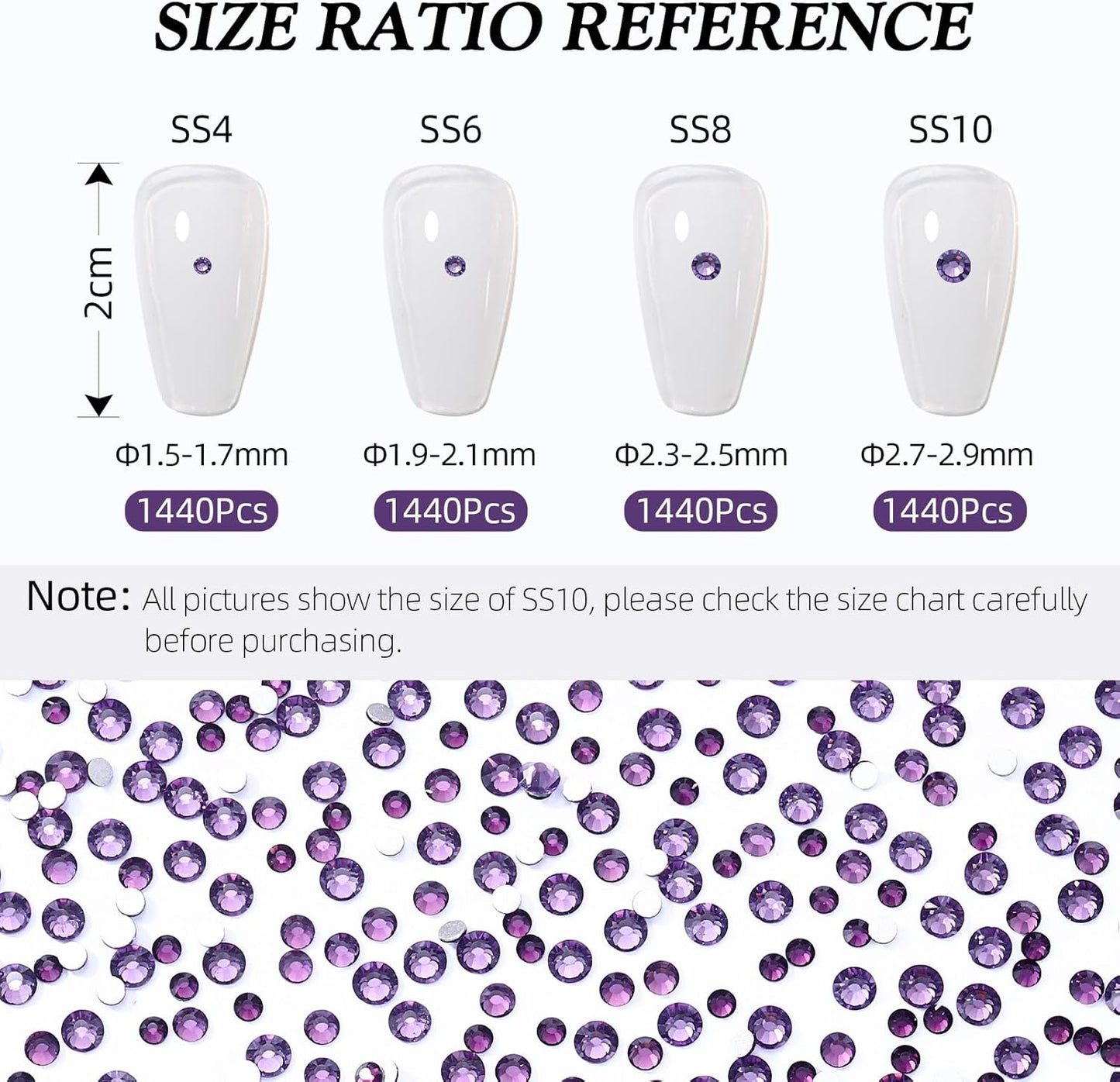 Tanzanite Flatback Rhinestones, Glass Rhinestones for Nail Art and Craft, Glue Fix, Loose Crystal Gemstones(Tanzanite, SS4, 1440pcs, 1.5-1.7mm)