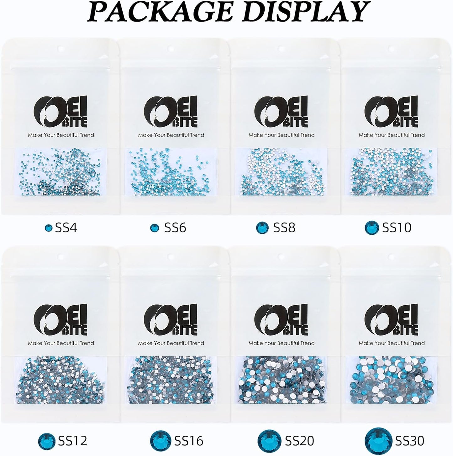 Malachite Blue Flatback Rhinestones, Glass Rhinestones for Nail Art and Craft, Glue Fix, Loose Crystal Gemstones(Malachite Blue, SS4, 1440pcs, 1.5-1.7mm)