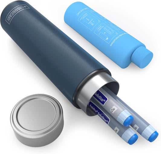 DISONCARE Odyssey 60H 3 Insulin Pens Cooler Travel Case Medication Cooler for Travel TSA Approved Diabetic Insulina EpiPen Carry Case Medicine Bag Ice Pack with Medical Tag(Navy Blue)