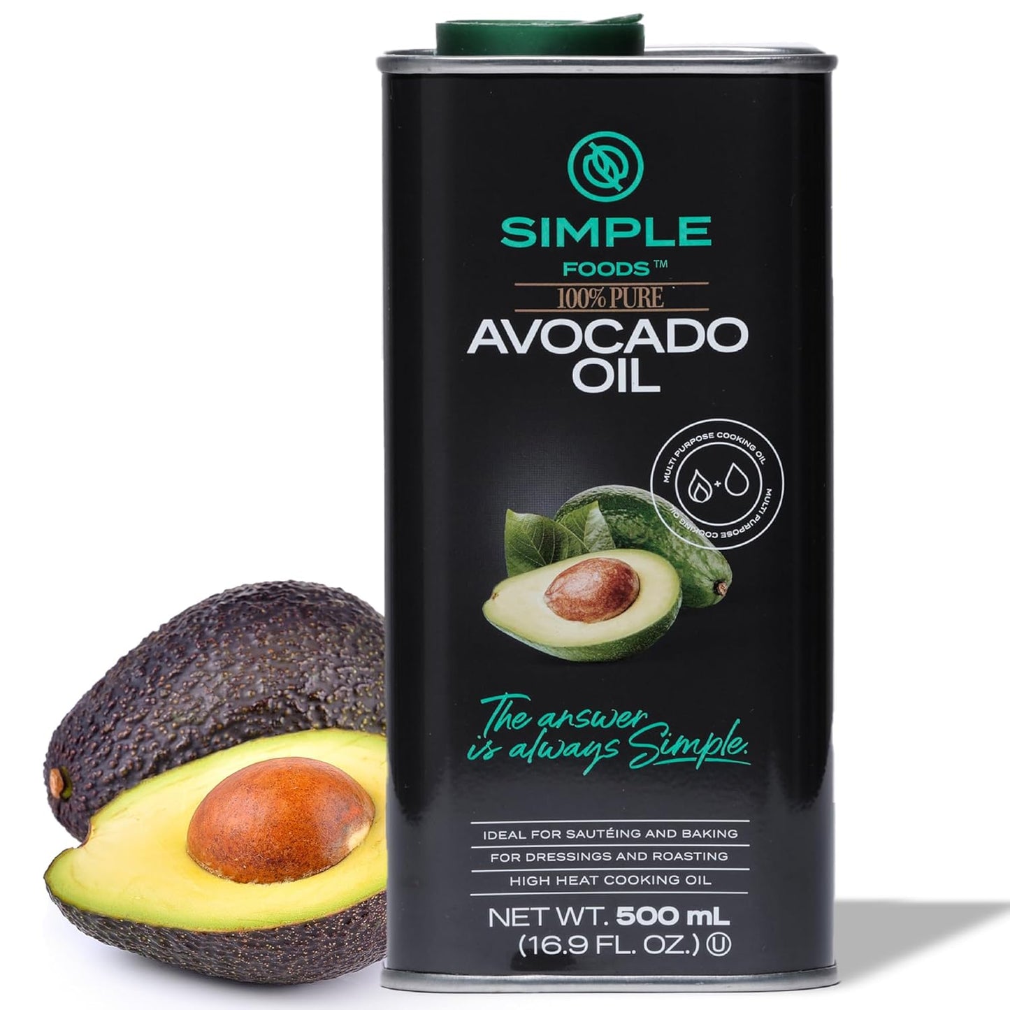 Simple Foods Avocado Oil - 100% Pure, Non-GMO, High Smoke Point, Mild Flavor 16.9 oz