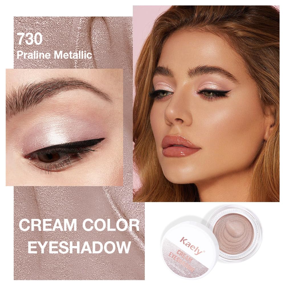 Cream Glitter Light Champagne Shimmer Metallic Eyeshadow Palette Makeup, Mini Instant Holographic Eyeshadow For Women, Sombras Crema Para Ojos, Talc, Paraben & Cruelty Free, 730