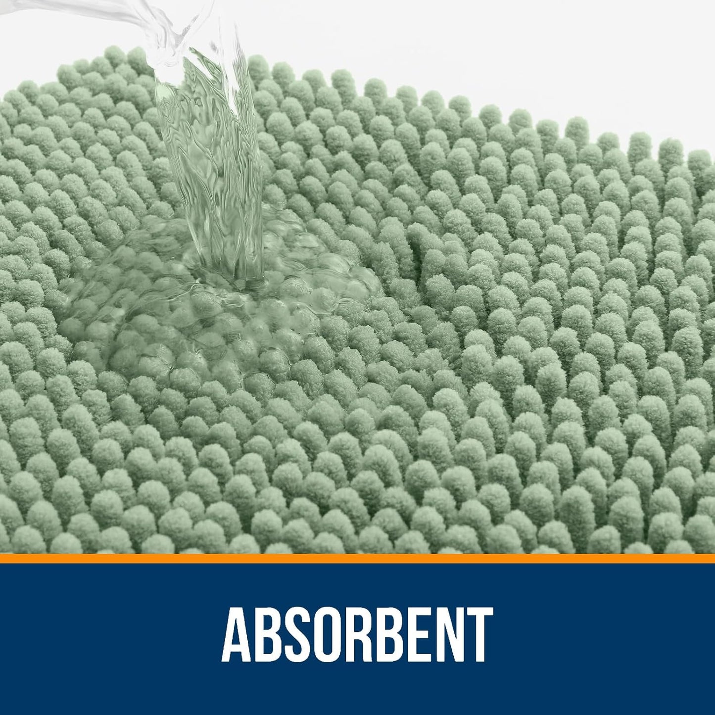 OLANLY Bathroom Rugs 44x24, Extra Soft Absorbent Chenille Bath Rugs, Rubber Backing Quick Dry, Machine Washable Bath Mats for Bathroom Floor, Tub and Shower, Home Decor Accessories, Sage Green