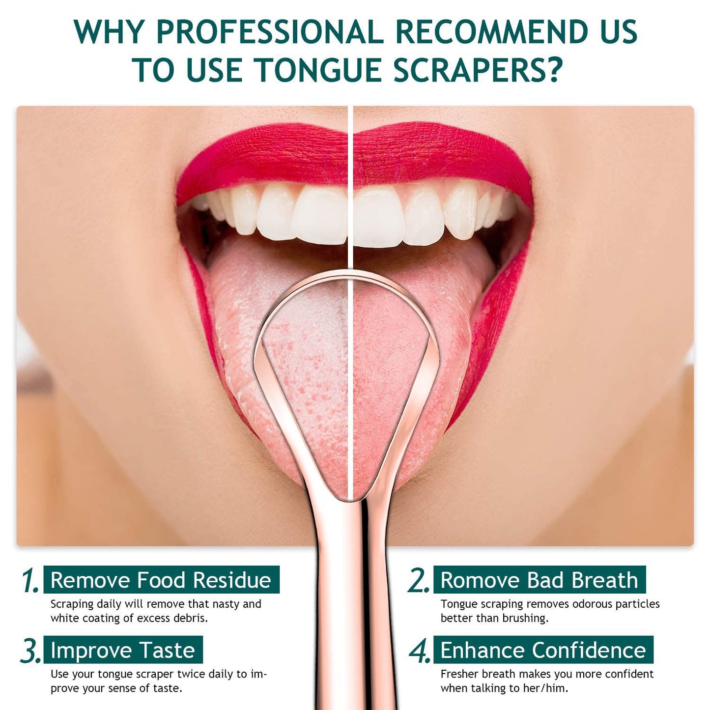 Tongue Scraper (2 Pack), Wide-Head Tongue Cleaner with Nice Carrying Box, Easkep 100% Stainless Steel Tongue Scrapers Cleaners, for Men, Women, Adults, Kids