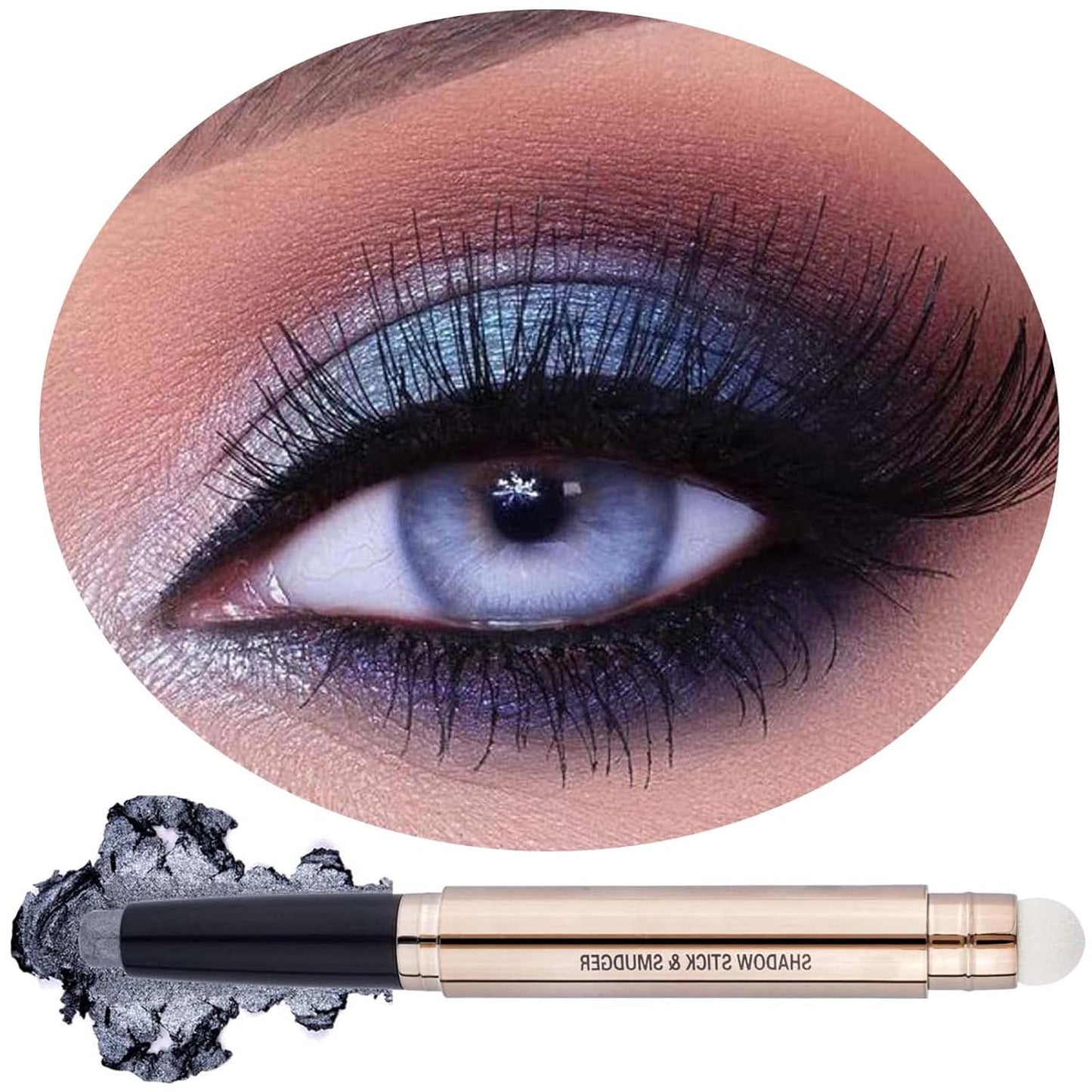 Gray Silver Smokey Eyeshadow Stick Cream Shimmer Smooth Glitter Eye Shadow Pencil Hypoallerge Waterproof Long Lasting Eyeshadow Pen Highlighter Stick Eye Liner Multi-Dimensional Eyes Look 10