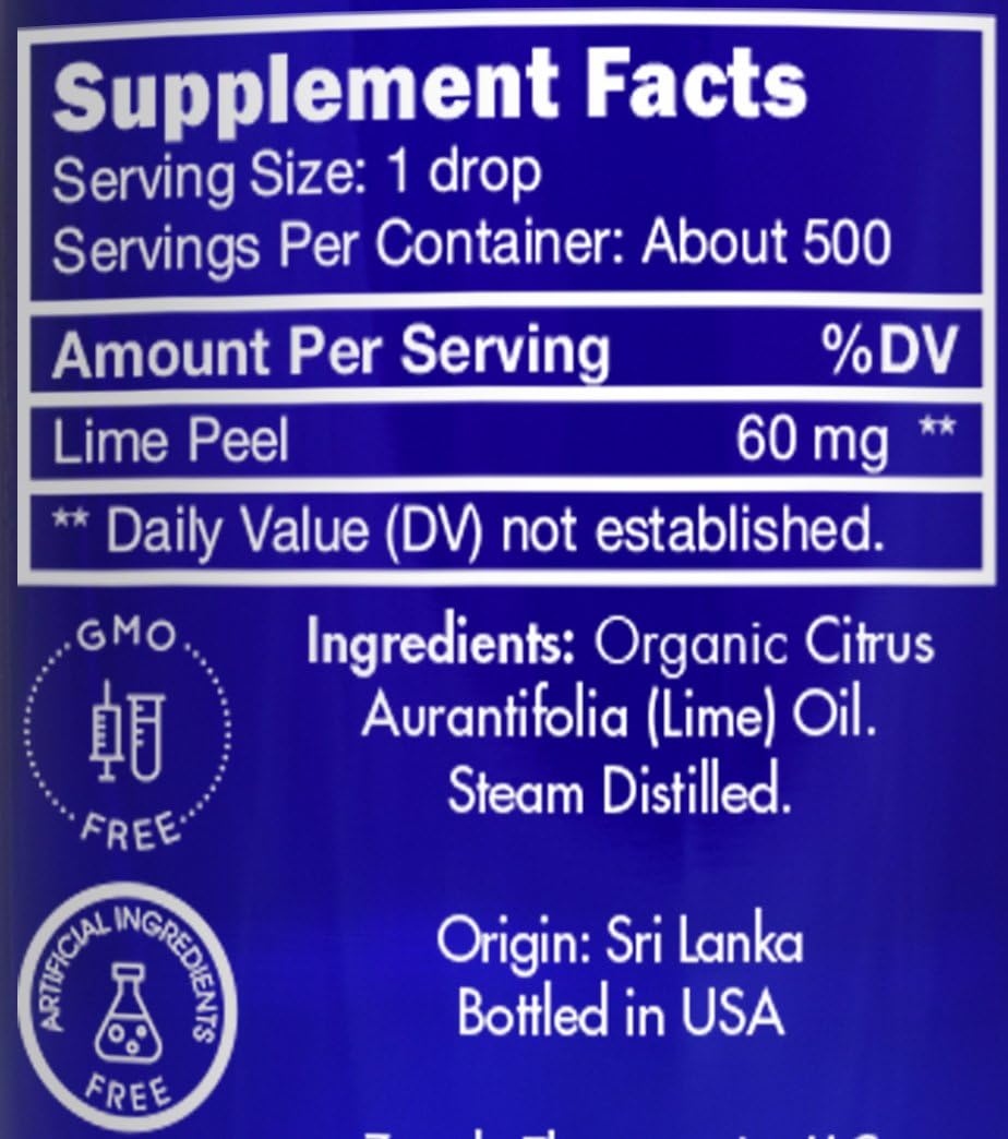 Organic, Lime Essential Oil, Food Grade, for Cooking – 100% Pure, Lime Oil, by Zongle Therapeutics, 1 OZ