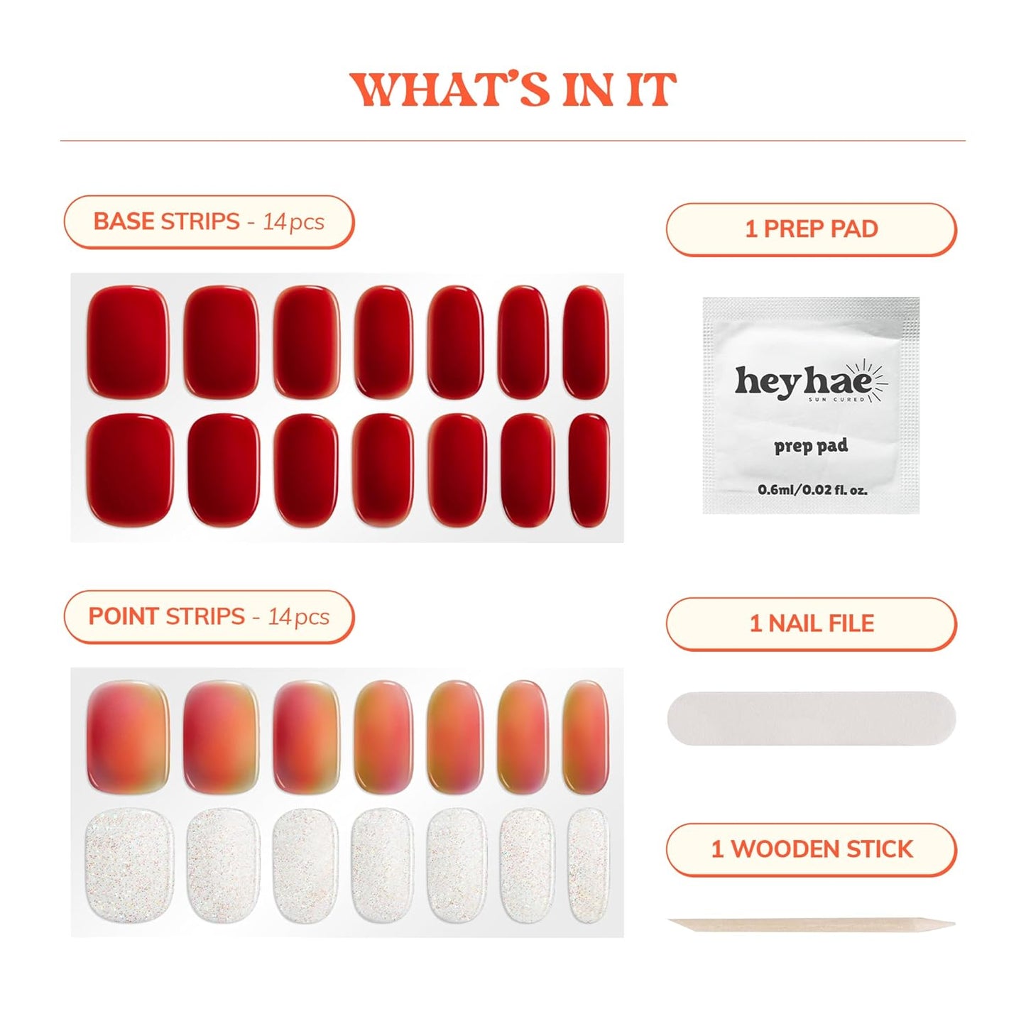 Semi Cured Gel Nail Strips | No LED Lamp Needed | Marble, Red | Easy Apply & Remove, Salon Quality | Includes 28 Strips, 1 Prep Pads, Nail File & Wooden Stick - Hey, You're a Boss Babe