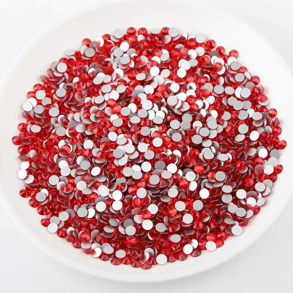 beadsland Flat Back Crystal Rhinestones Round Gems, Light Siam (2.3-2.5mm) SS8/1440pcs