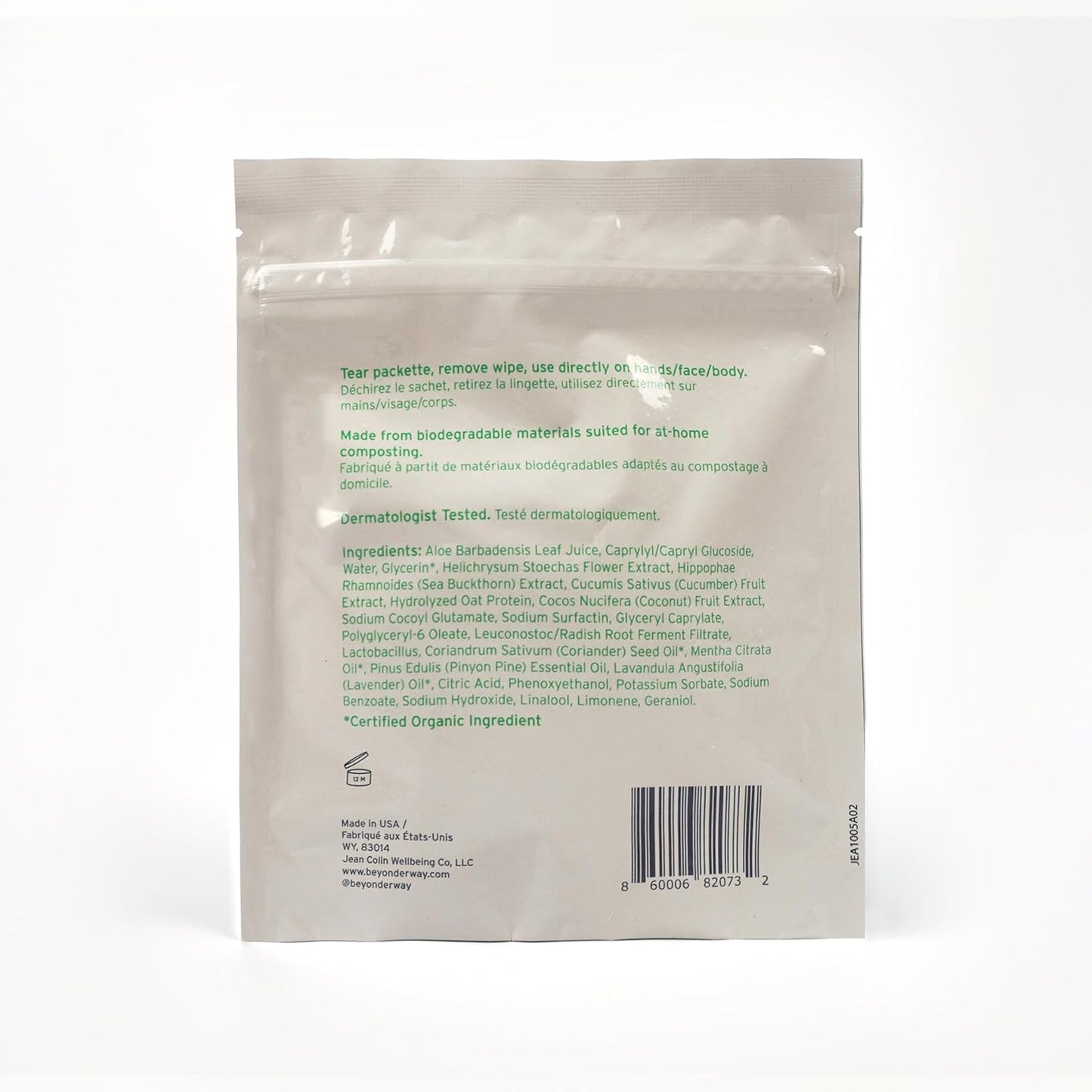 Cleansing Wipes - Essential Oils Blend of Bergamot Mint, Coriander, Lavender, Pinyon Pine with Aloe Vera – Face & Body Refresh, Skin Microbiome Balance, Dermatology Tested