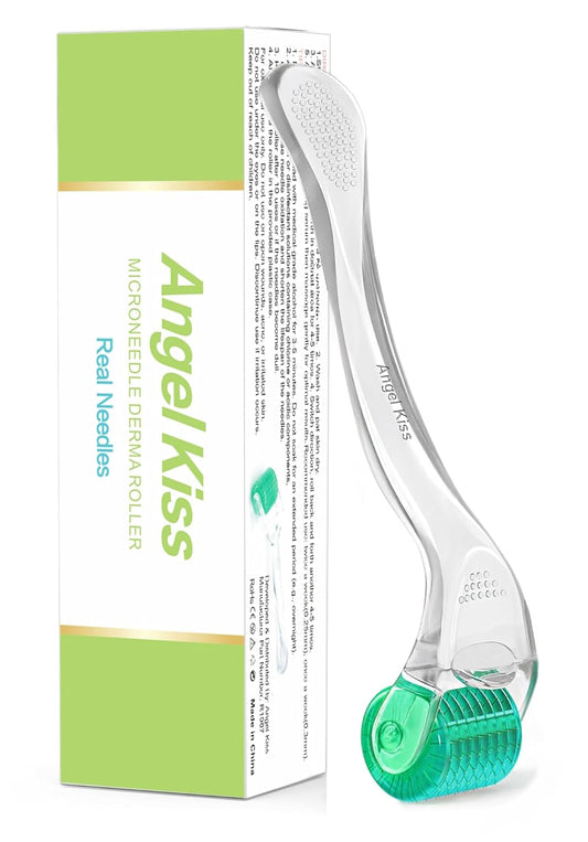 Derma Roller Titanium Real Needle 0.25mm - Angel Kiss 192 Individual Microneedling Roller with Case - Dermal Roller for Face - At Home Facial Skin Roller for Women Men