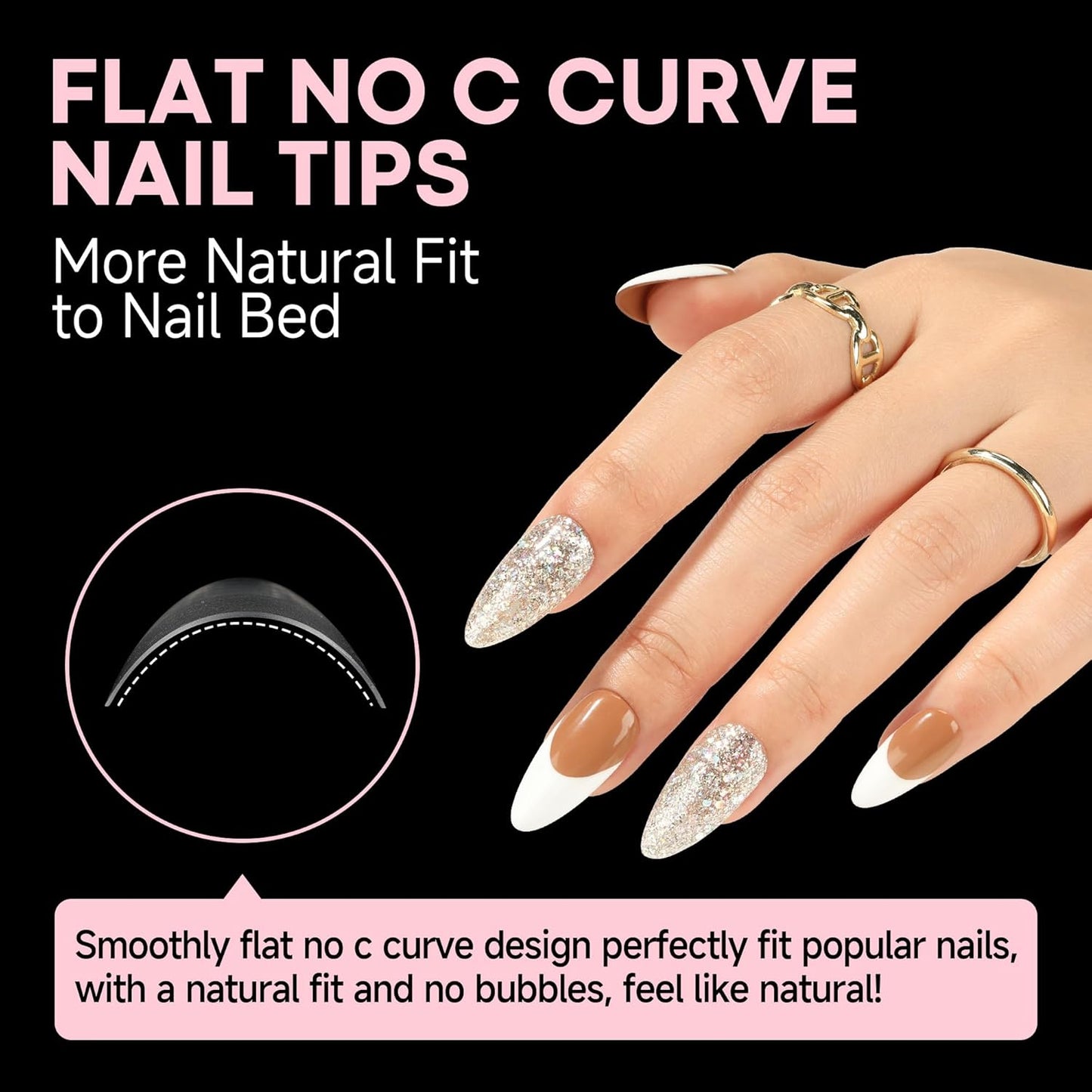 UNA GELLA Almond Shape Nail Tips Half Cover 216pcs Medium Almond Gel Nail Tips Pre-buff Matte Soft Gel Acrylic Press On Nails Easier Nail Extentions Art Salon 12 Sizes