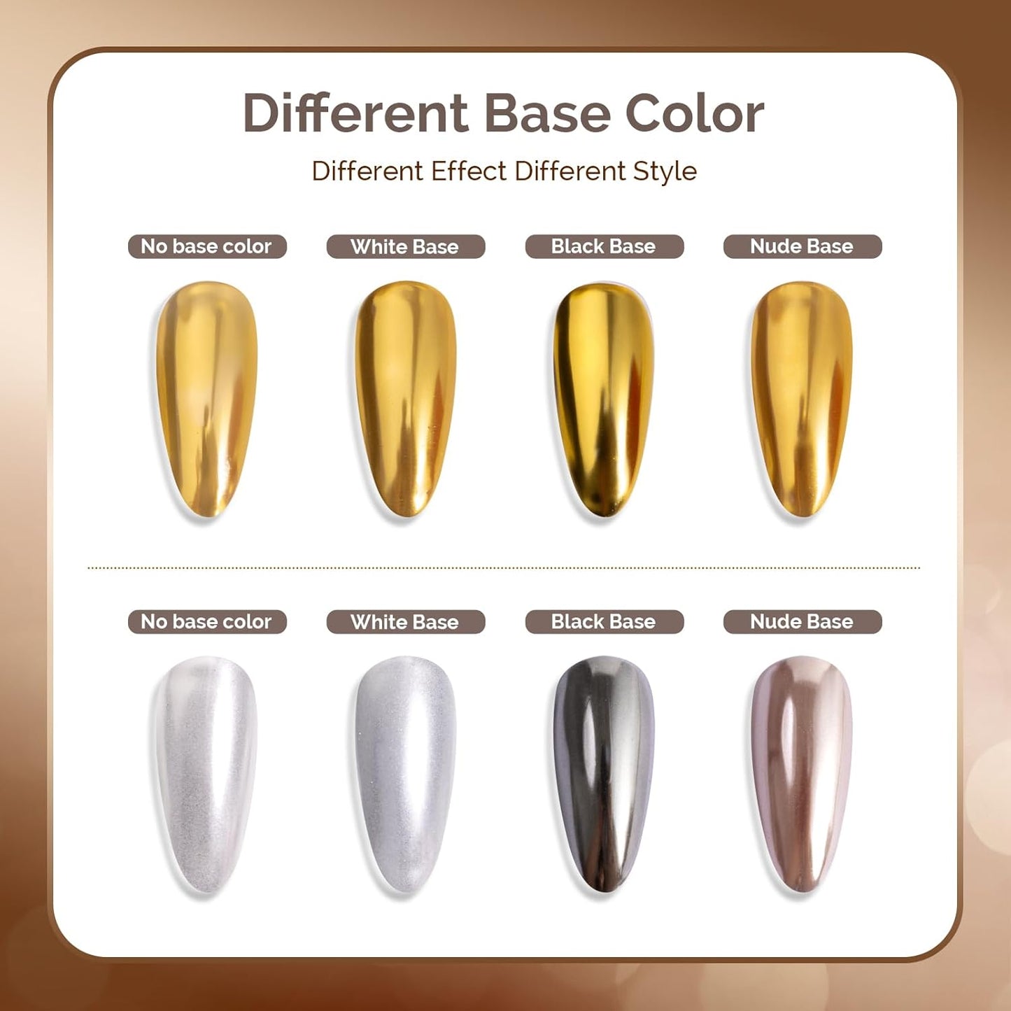 MelodySusie 2Pcs Chrome Nail Powder for Gel Nails,Metallic Mirror Effect Pigment Stylish and Technological Fine Glitter for Home DIY Salon Use