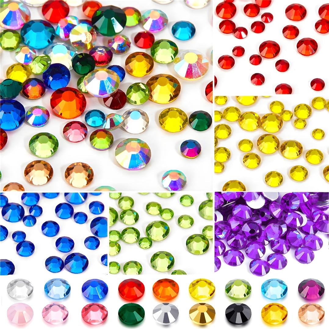 Flatback Rhinestones Round Gems for Nails Art and Crafts 1250Pcs SS20 5mm Glitter Crystals Stone DIY Bags Clothes Shoes (Light Purple)