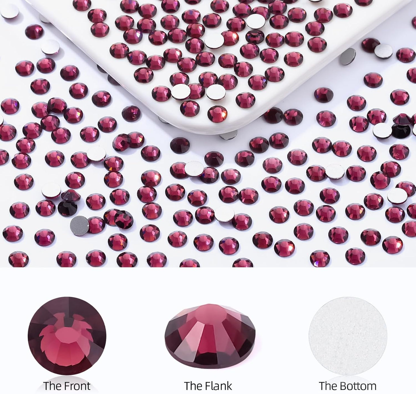 Purple Flatback Rhinestones, Glass Rhinestones for Nail Art and Craft, Glue Fix, Loose Crystal Gemstones(Purple, SS20, 2880pcs, 4.6-4.8mm)