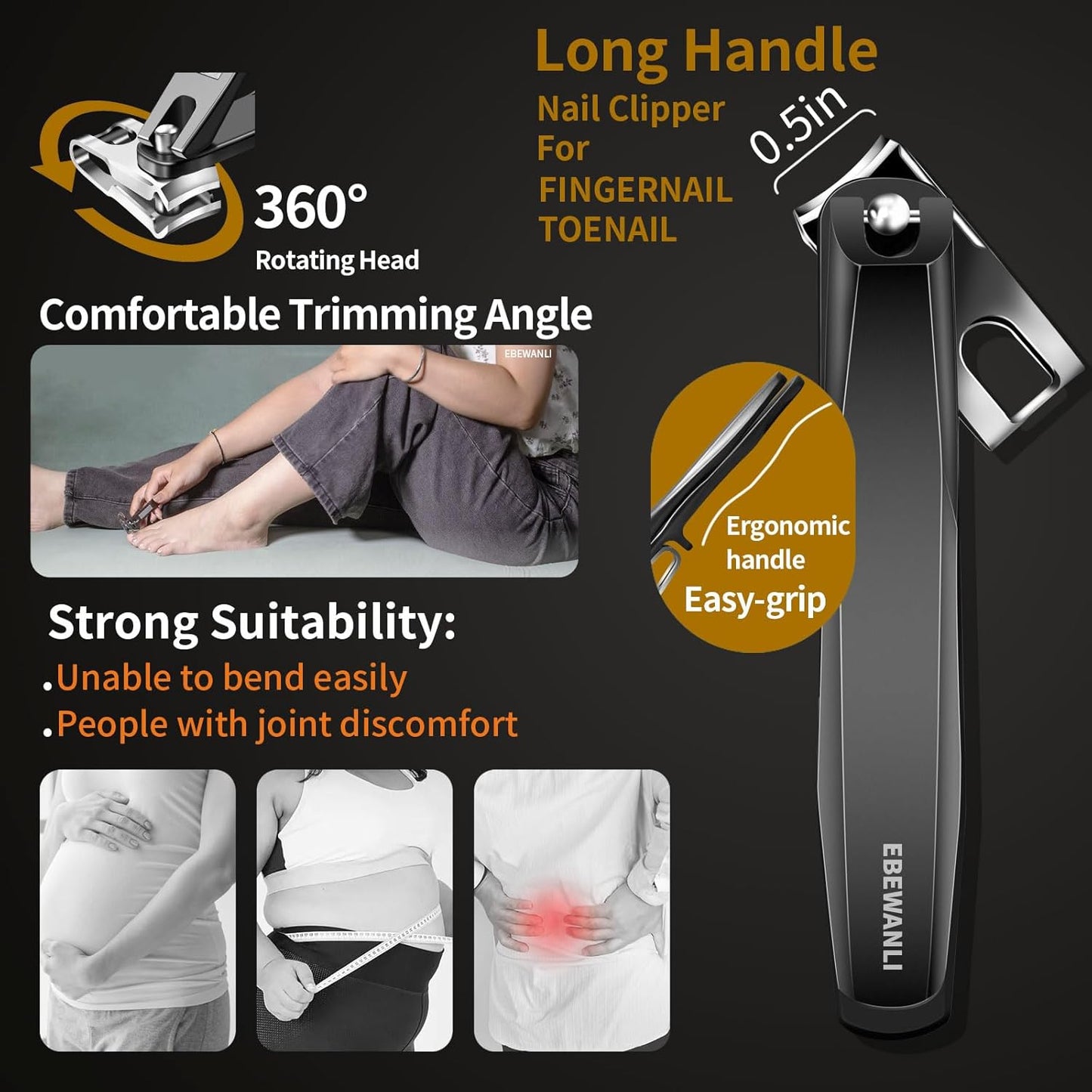 Podiatrist Toenail Clippers for Seniors Thick Toenails, Toe Nail Clippers for Thick Nails for Seniors, Straight Toe Nail Clippers for Men, Ingrown Toenail Clippers and Angled Nail Clipper Set