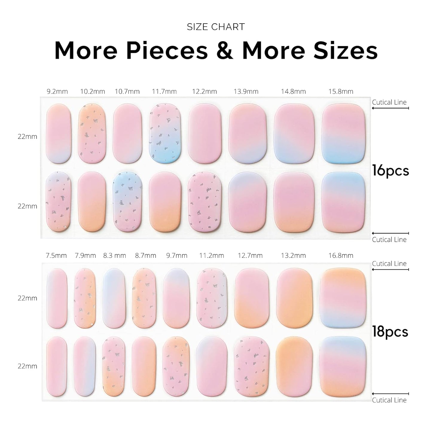 Nailog Semi Cured Gel Nail Strips 34 pcs | Long Lasting Nail Polish Sticker Wraps with Glossy Gel Finish | Daydream