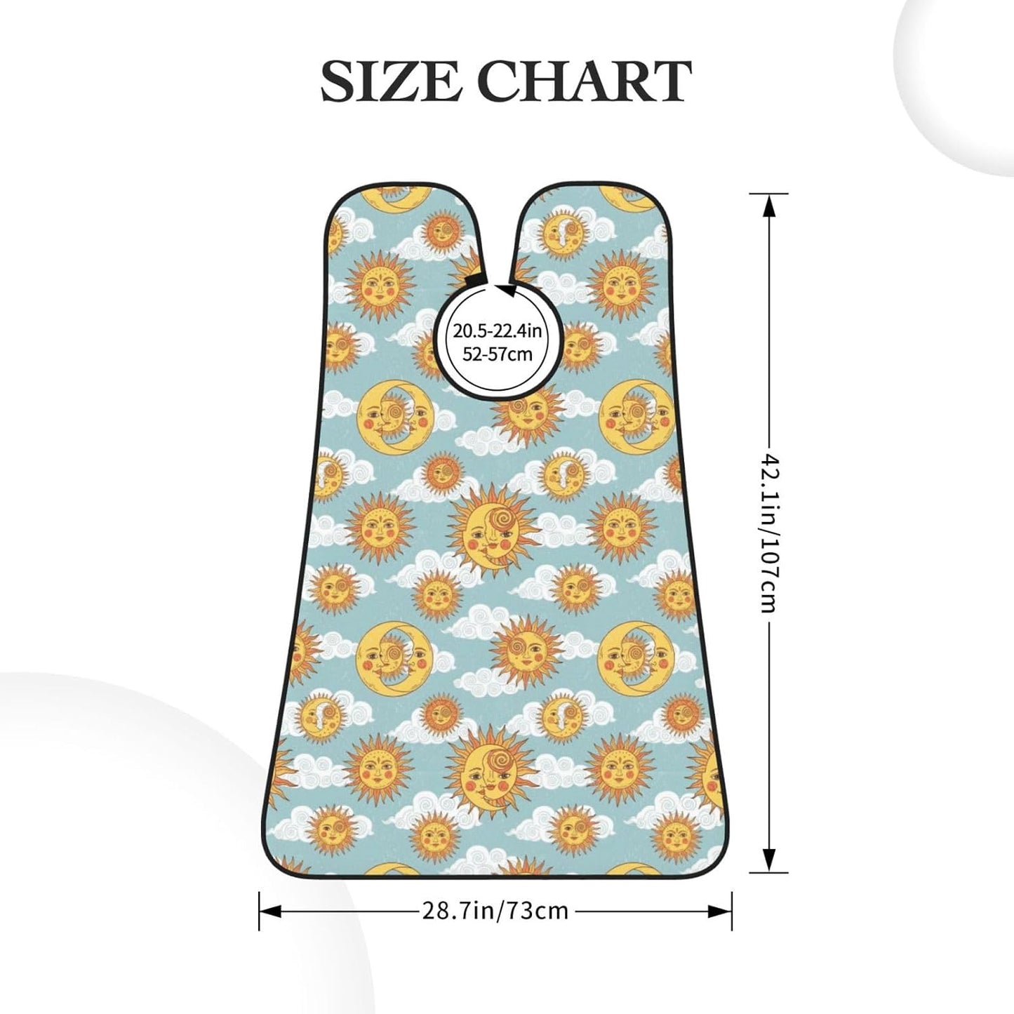 Waterproof Grooming Apron, Non-Stick Beard Bib with Suction Cups, for Tarot Card Astrology Magic Crescent Moon Sun Astrology
