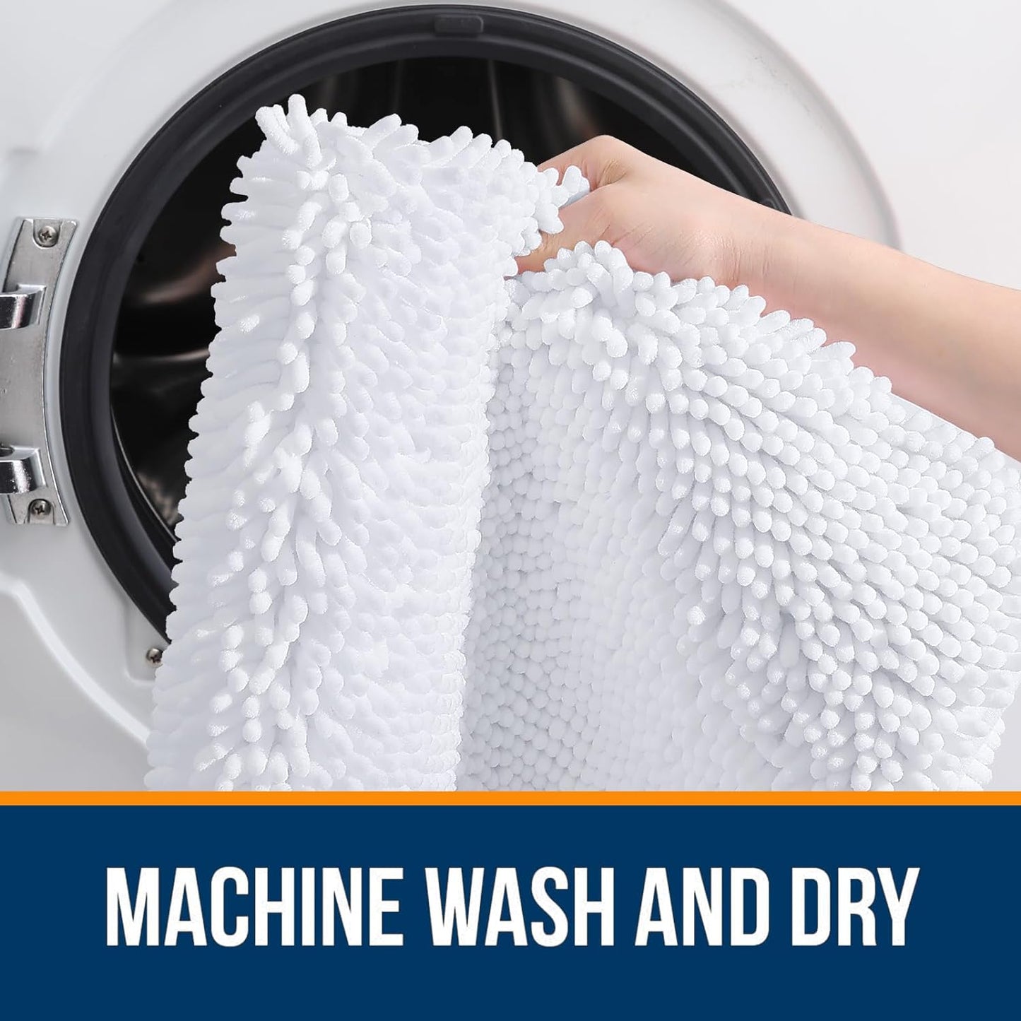 OLANLY Toilet Rugs U-Shaped 24x20, Extra Soft Absorbent Chenille Contour Bathroom Rugs for Toilet, Dry Quickly, Machine Washable, Non-Slip Bath Mat, White