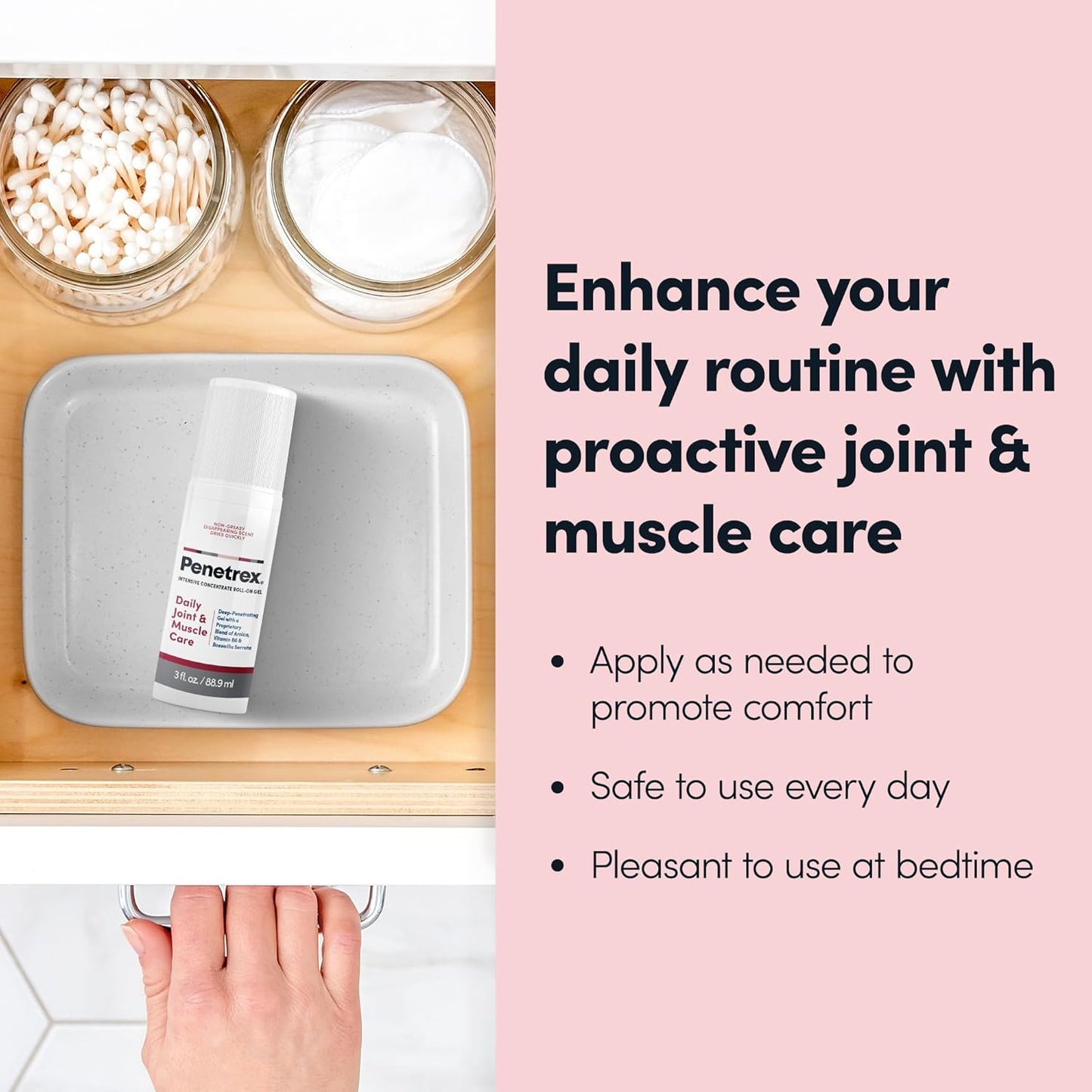 Penetrex Joint & Muscle Therapy Roll On - Soothing Gel for Back, Neck, Hands, Feet - Premium Whole Body Rub with Arnica, Vitamin B6 MSM & Boswellia - 3oz