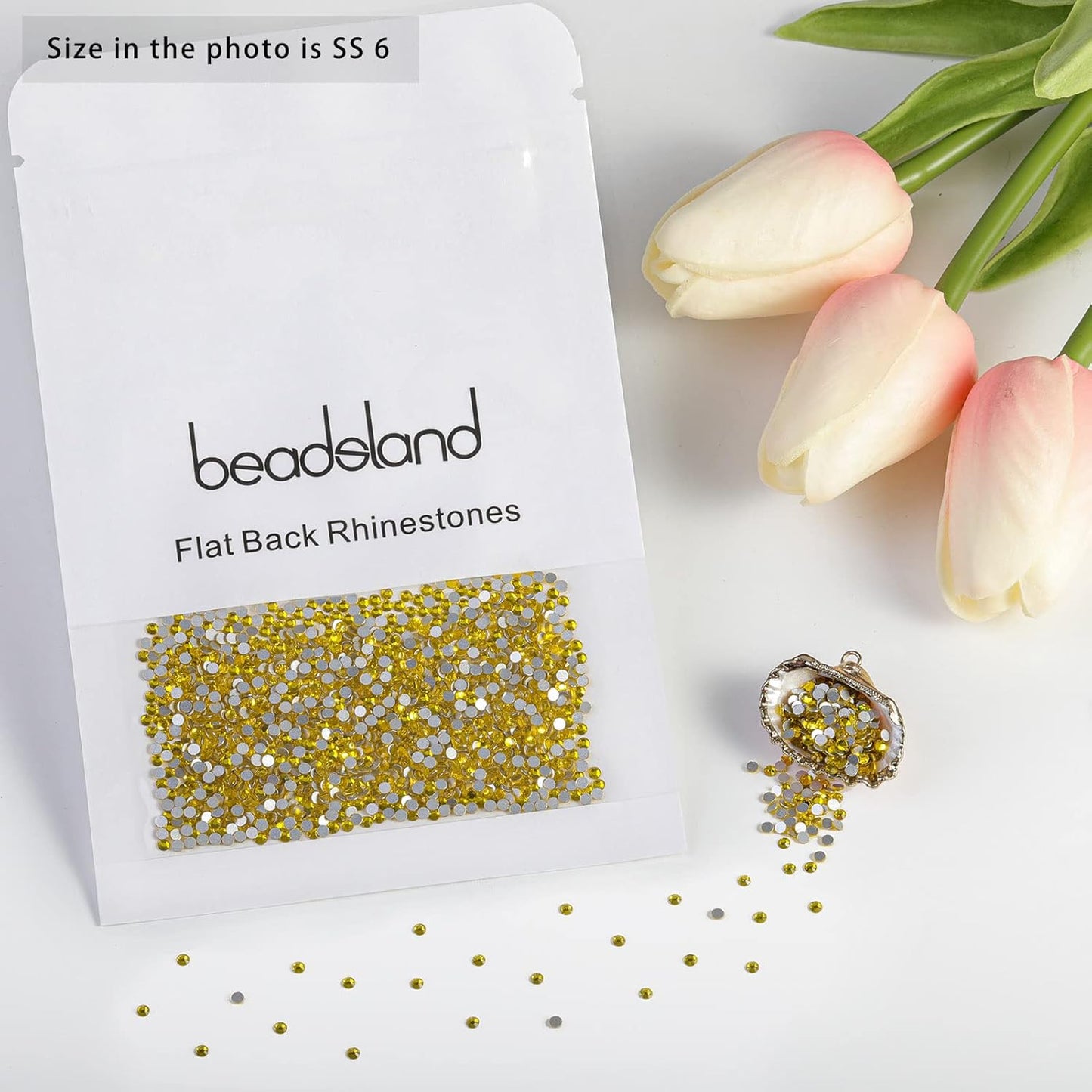 beadsland Flat Back Crystal Rhinestones Round Gems, Lemon Yellow (1.9-2.0mm) SS6/1440pcs