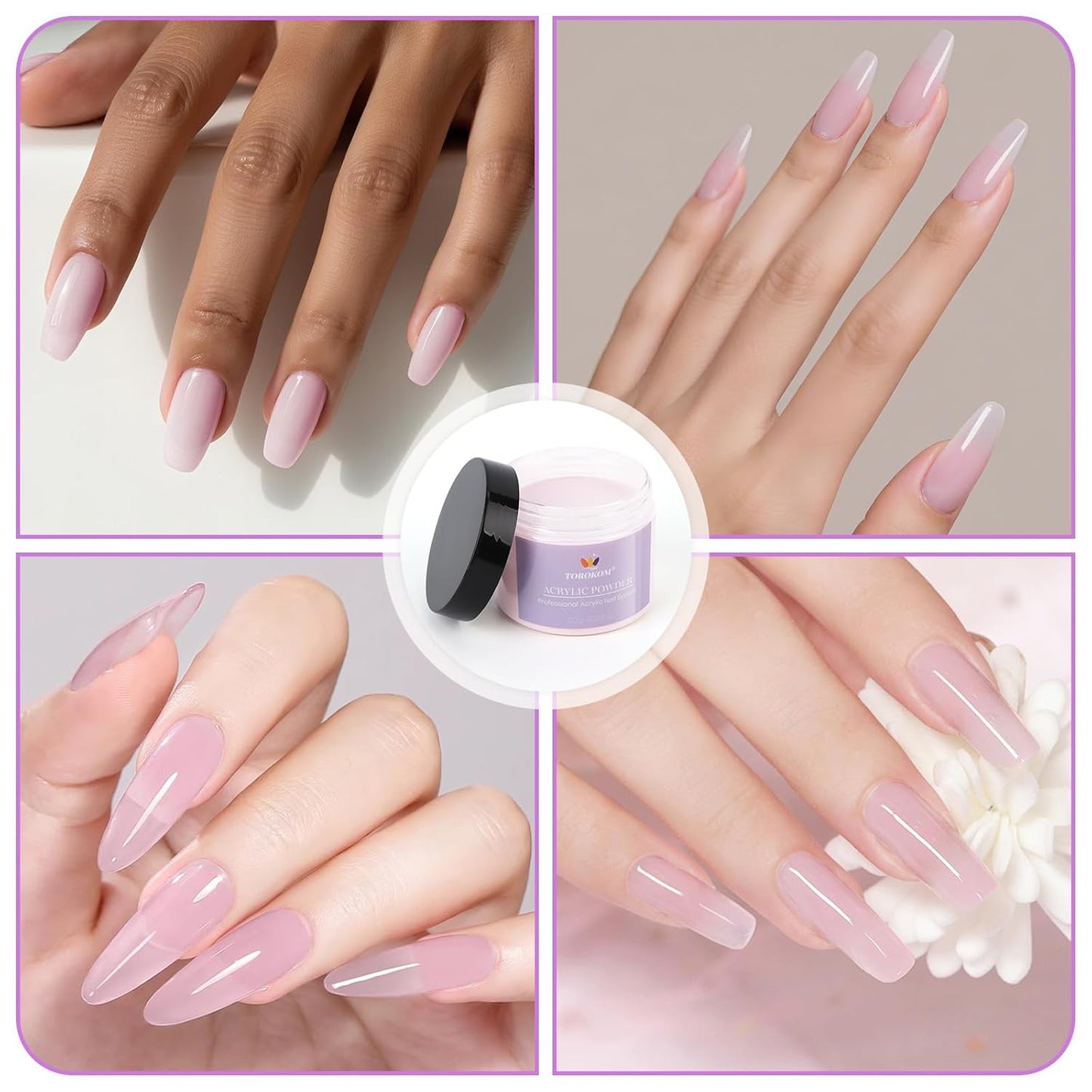 TOROKOM Pink Acrylic Powder, Acrylic Nail Powder Large Capacity Acrylic Dip Powder for Nails Self-Leveling Acrylic Extension Powders, 3D Nail Carving, Long-Lasting, No Nails Lamp Required, 120g/4.23oz