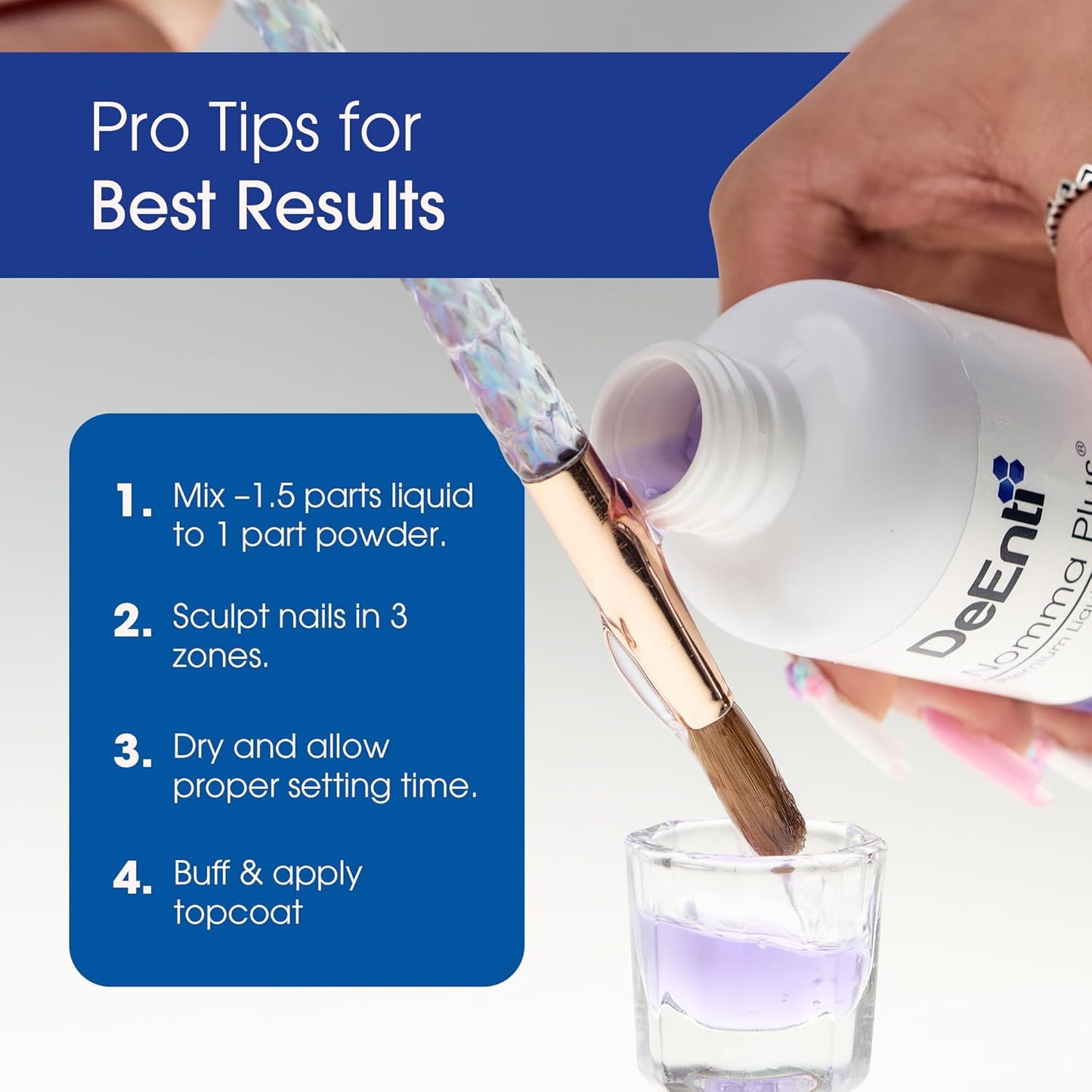 Nomma Plus Professional Liquid Monomer, EMA Nail Liquid for Acrylic Powder, Non-Yellowing Monomer, 4oz Bottle, Professional Salon Quality Manicure and Pedicure Supplies