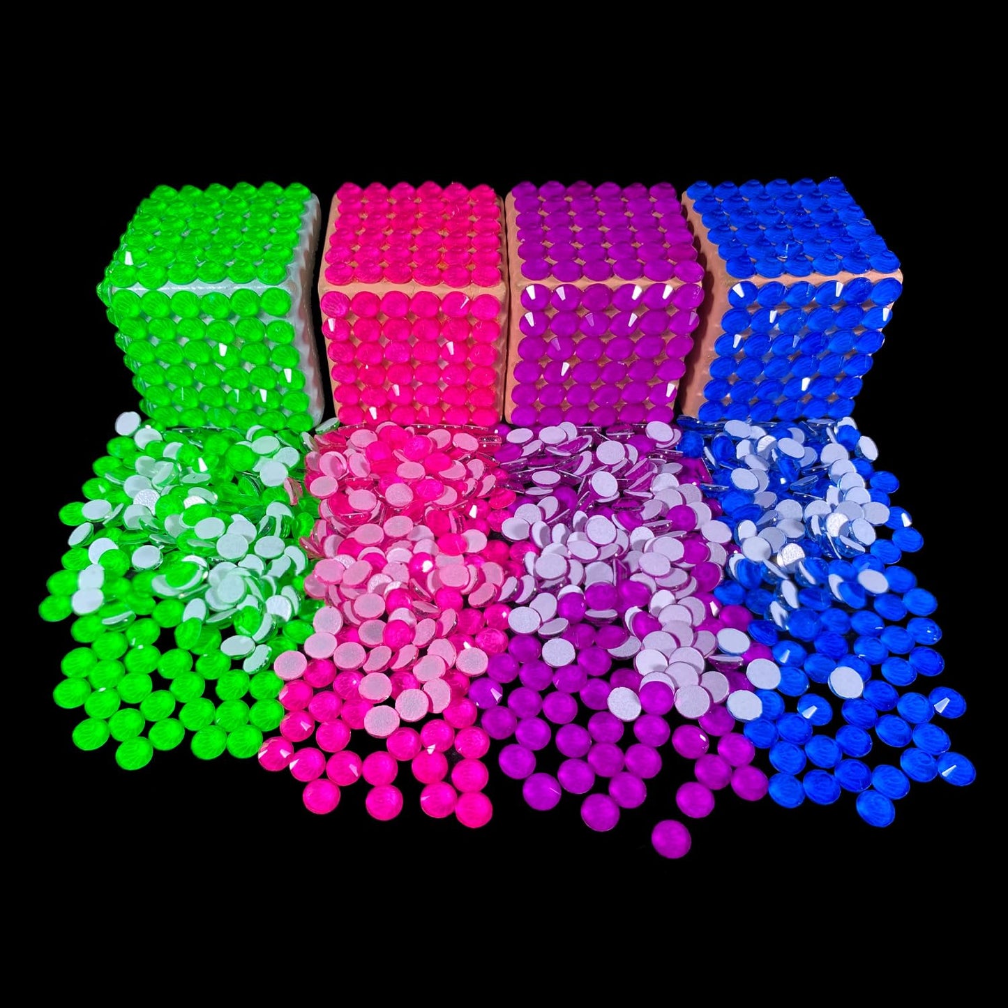 Flatback Glass Rhinestones,Bedazzler Gems 1440pcs Non Hotfix Crystal Rhinestones for Nail Charms Crafts Clothes Tumblers,Blue Neon,SS20