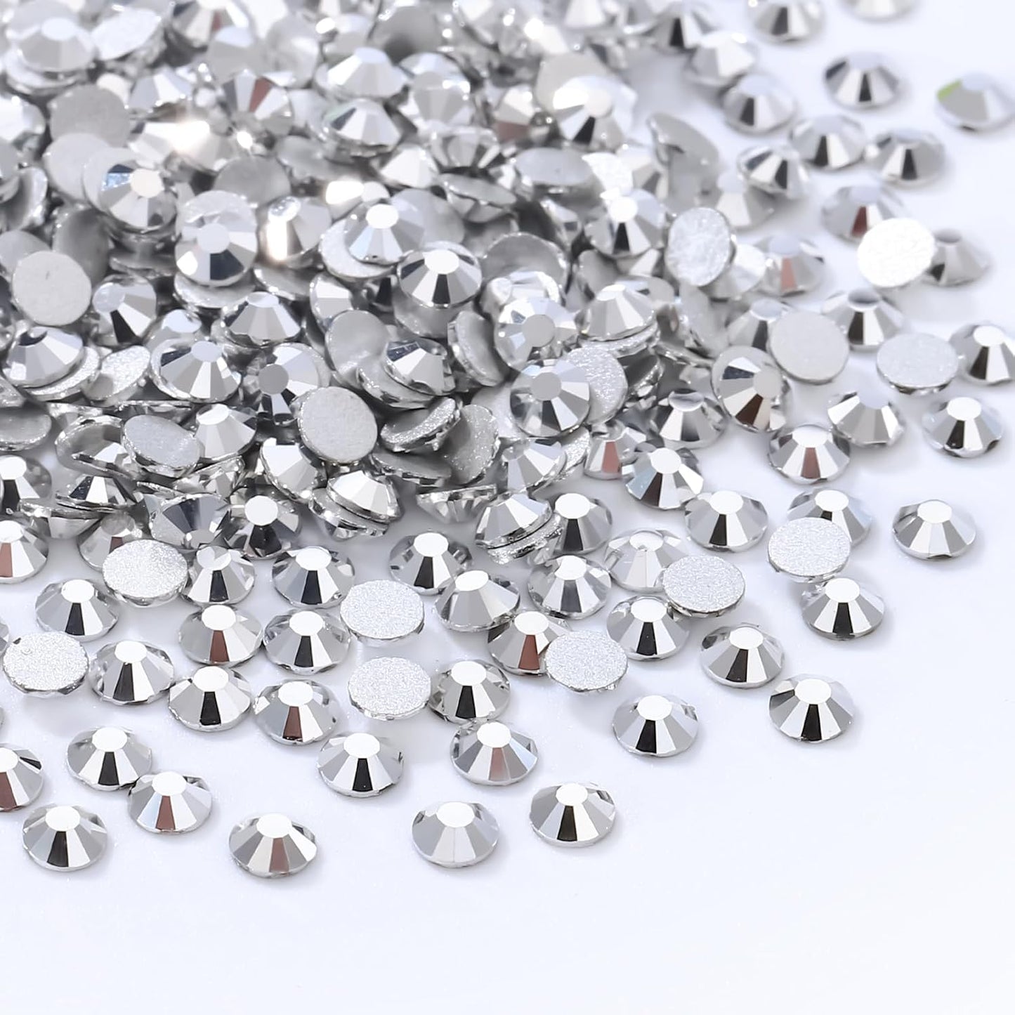 Silver Flatback Rhinestones, Glass Rhinestones for Nail Art and Craft, Glue Fix, Loose Crystal Gemstones(Silver, SS6, 1440pcs, 1.9-2.0mm)