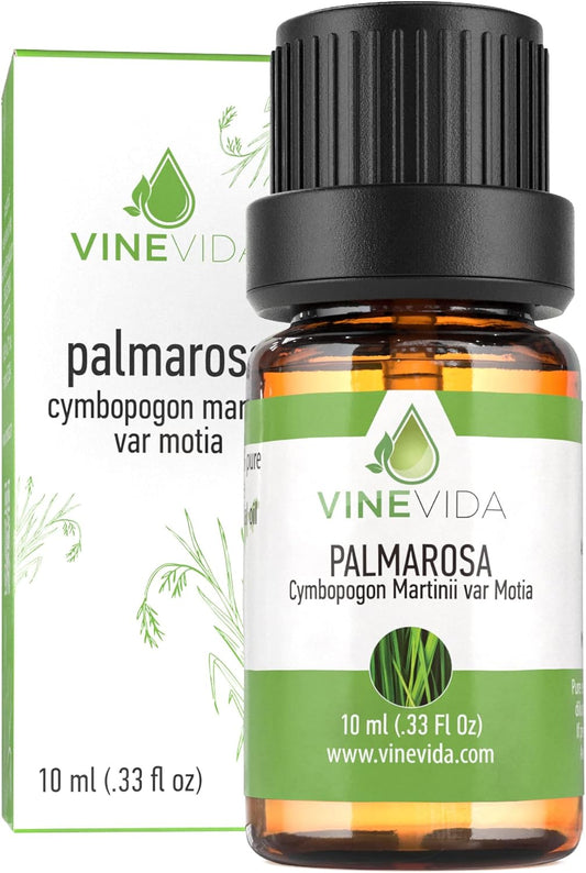VINEVIDA Palmarosa Essential Oil 10 mL - Undiluted Candle Scent DIY Scents for Candlemaking Soap Making Safe Skin, Pack of 1,0.33 Fl Oz,10 milliliters