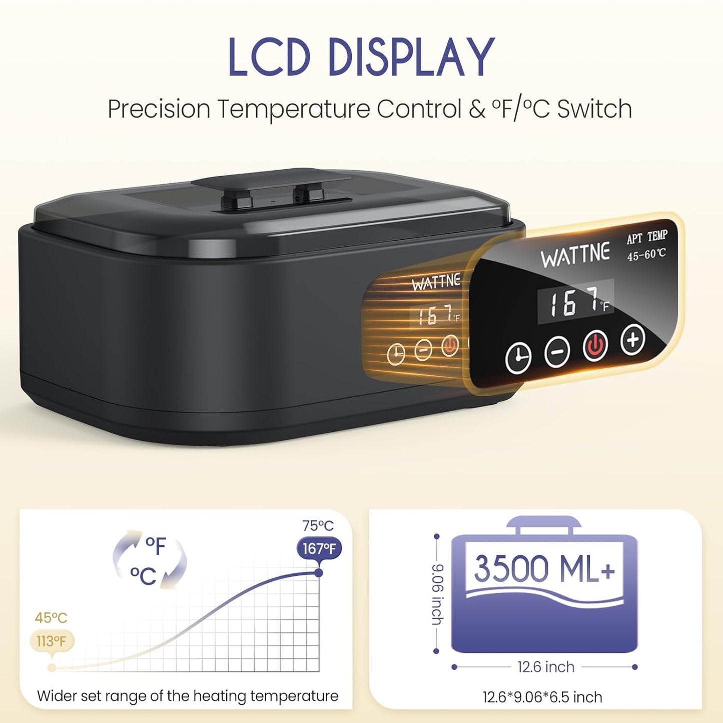 Wattne Paraffin Wax Machine for Hands & Feet – Paraffin Wax Warmer Moisturizing Kit with Auto-Timer & Precision Temperature Control, Paraffin Wax Bath for Arthritis, Dry Skin Care, Home Spa-Black