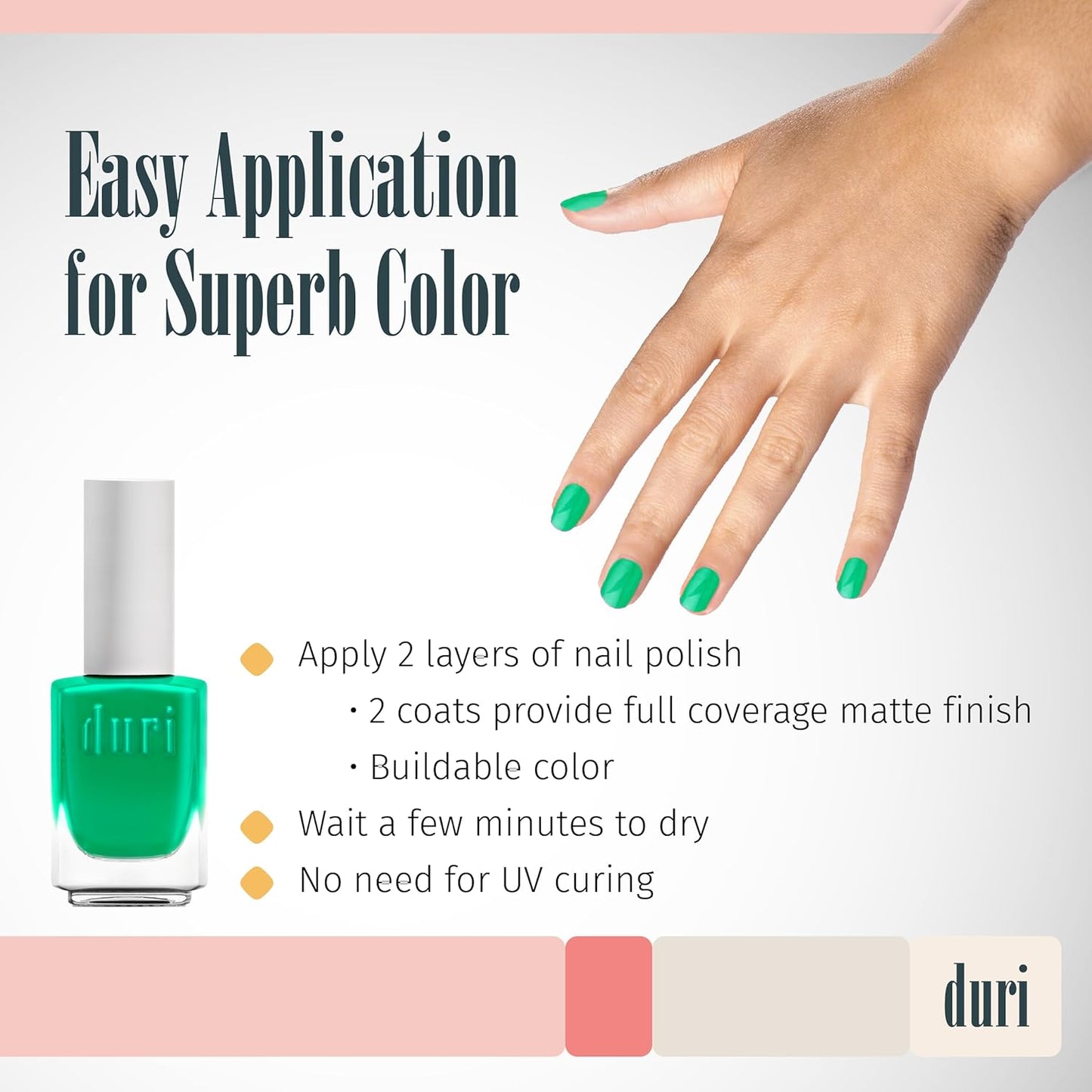 duri 157N Electric Glow - Neon Green Nail Polish, Matte Finish, Quick Drying, 0.45 Fl Oz