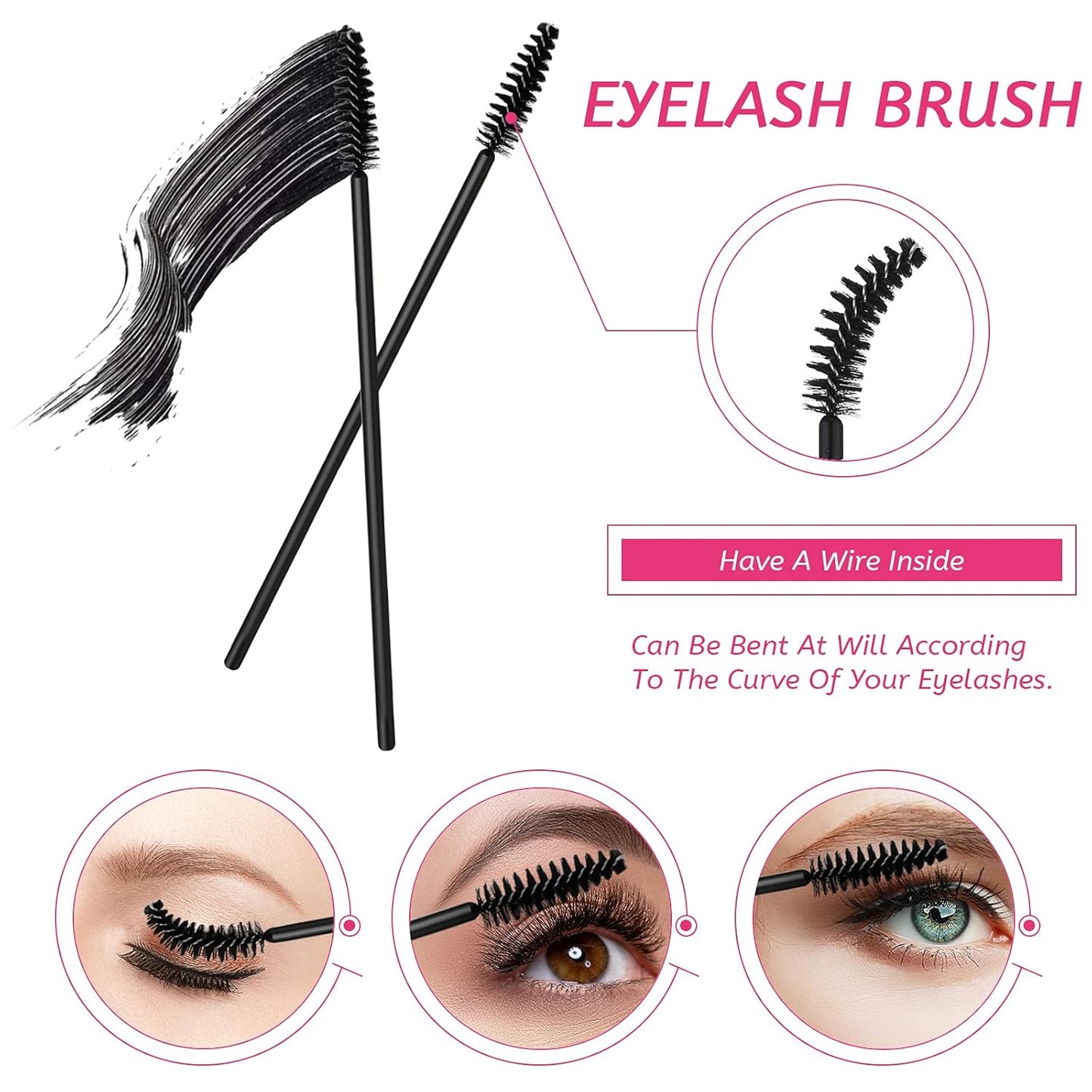 Maitys 260 Pieces Disposable Makeup Tools Kit, Eyeliner Brushes Mascara Wands Lipstick Applicators Plastic Organizer Box Short Waterproof Cape Stainless Steel Makeup Palette, Spatula(Black)