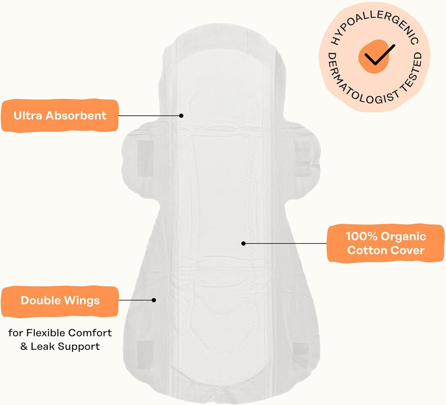 The Honey Pot Company - 64ct - Sanitary Pads for Women - Non-Herbal Heavy Flow Daytime w/Wings - Organic Cotton Cover & Ultra-Absorbent Core - Feminine Care