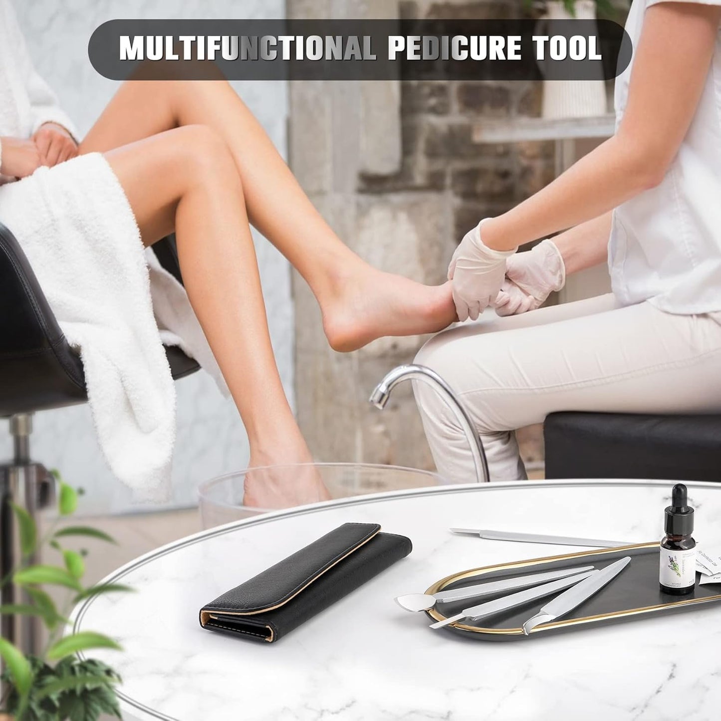 FERYES Pedicure Knife Ingrown Toenail Kit, 4 PCS Professional Pedicure Tool Kit, Top Notch Foot Blade (Leather case included)