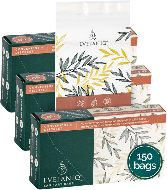 Sanitary Napkin Disposal Bags (150 Count). Private, Leak & Odor Proof Tampon & Pad Disposal Bags