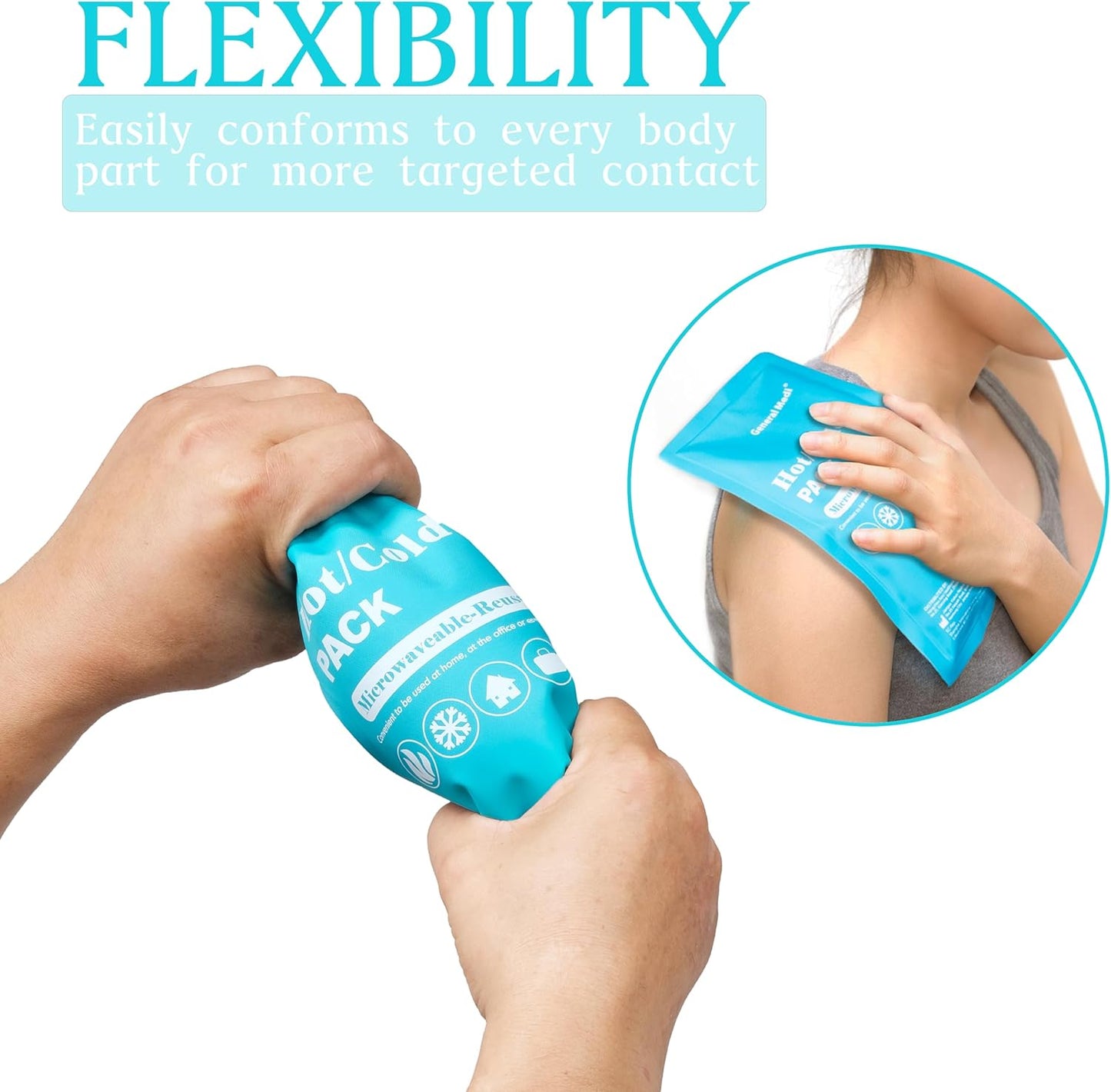 General Medi Hot & Cold Reusable Gel Pack Compress Wrap - Pack of 3 - Great for Migraine Relief, Sprains, Muscle Pain, Bruises, Injuries