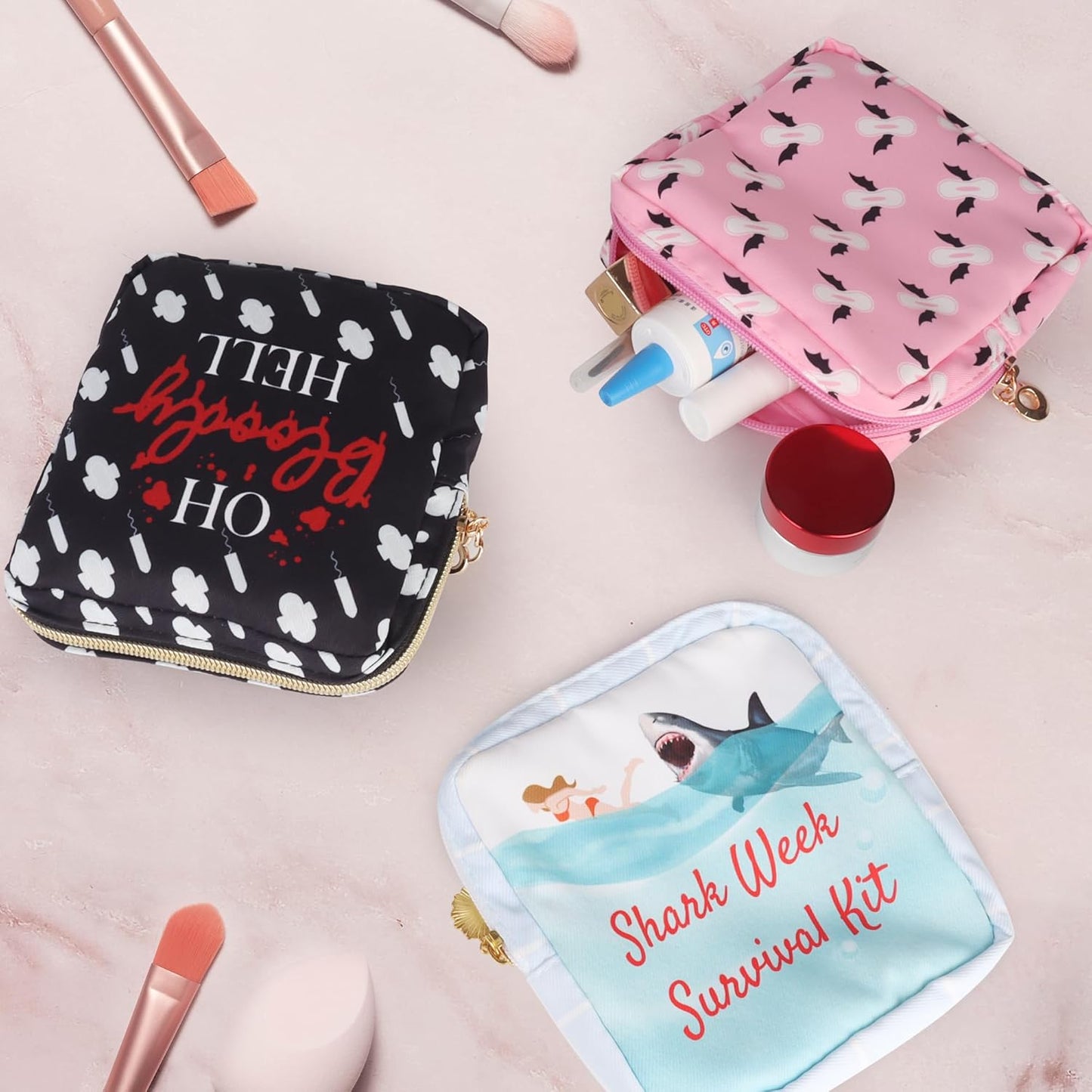 Primo Lines Period Bag - Sanitary Napkin Holder, Waterproof Pad Pouch & Tampon Organizer for Purse & Travel