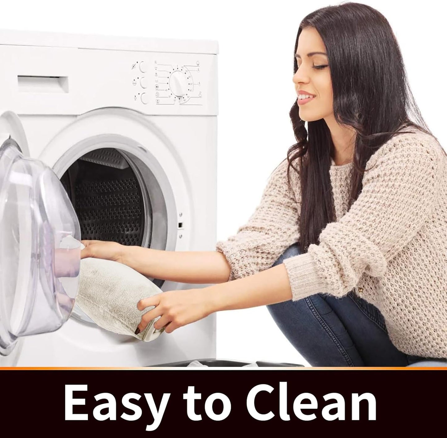 Yimobra Memory Foam Toilet Bath Mat U-Shaped, Soft and Comfortable, Super Water Absorption, Non-Slip, Thick, Machine Wash and Easier to Dry for Bathroom Commode Contour Rug, 24 X 24 Inches, Cream