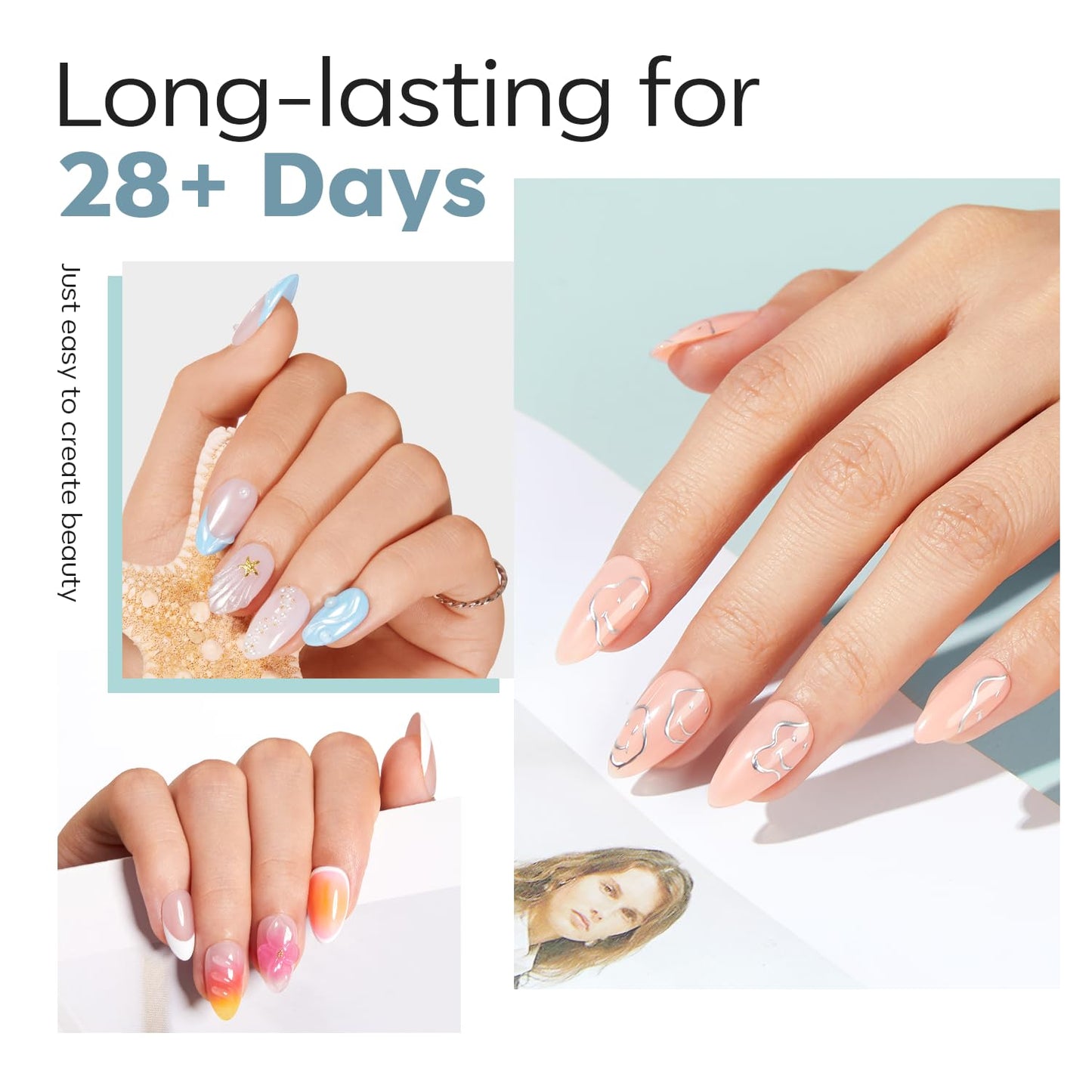 modelones Short Almond Fake Nail Tips - 510Pcs Full Matte Gel Tips Pre-shaped Full Cover Clear Acrylic Gel Kit False Press on Nails for Extension DIY Salon 15Sizes