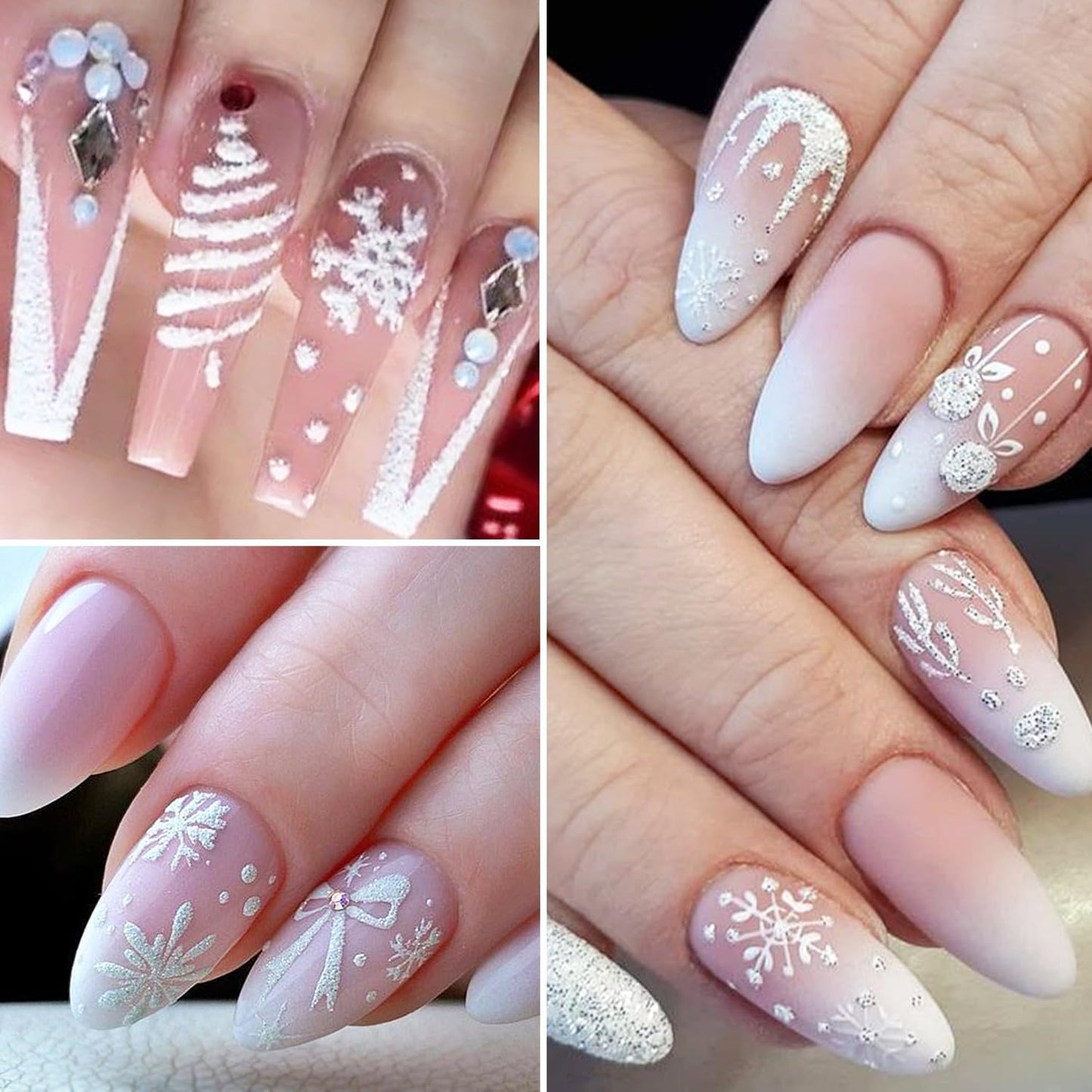 6 Colors Nail Glitter Set, White Gold Sugar Nail Glitter Candy Coat Powder, Sparkle Winter Sweater Design Manicure Decor