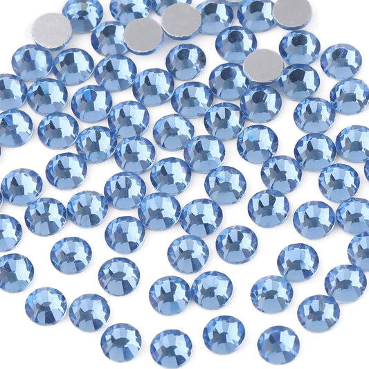 beadsland Flat Back Crystal Rhinestones Round Gems for Nail Art and Craft Glue Fix,Light Blue (2.7-2.8mm) SS10/1440pcs