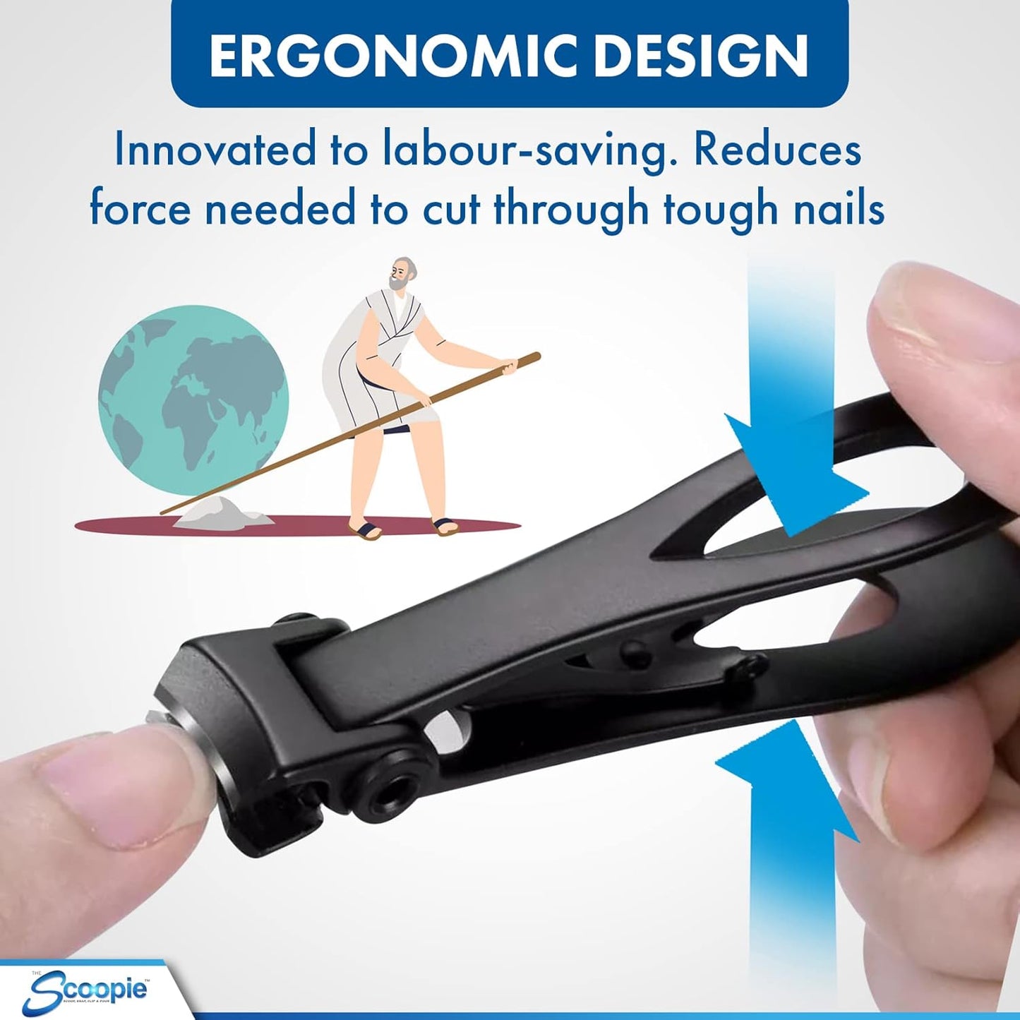 Nail Clippers for Men and Women, Toenail Clippers and Fingernail Clippers, Includes Nano Fiber Nail File (Black), 15mm Wide Jaw Trimming for Adults, Manicure Set and Pedicure Kit